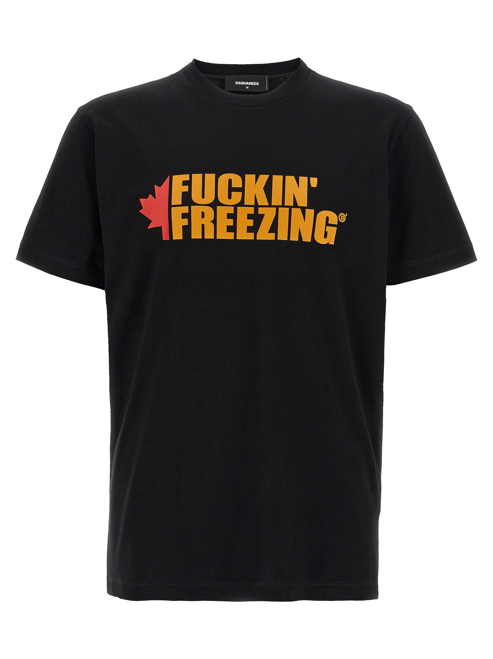 Dsquared2 Cool Fit "Fuckin' Freezing" Logo T-shirt Zwart