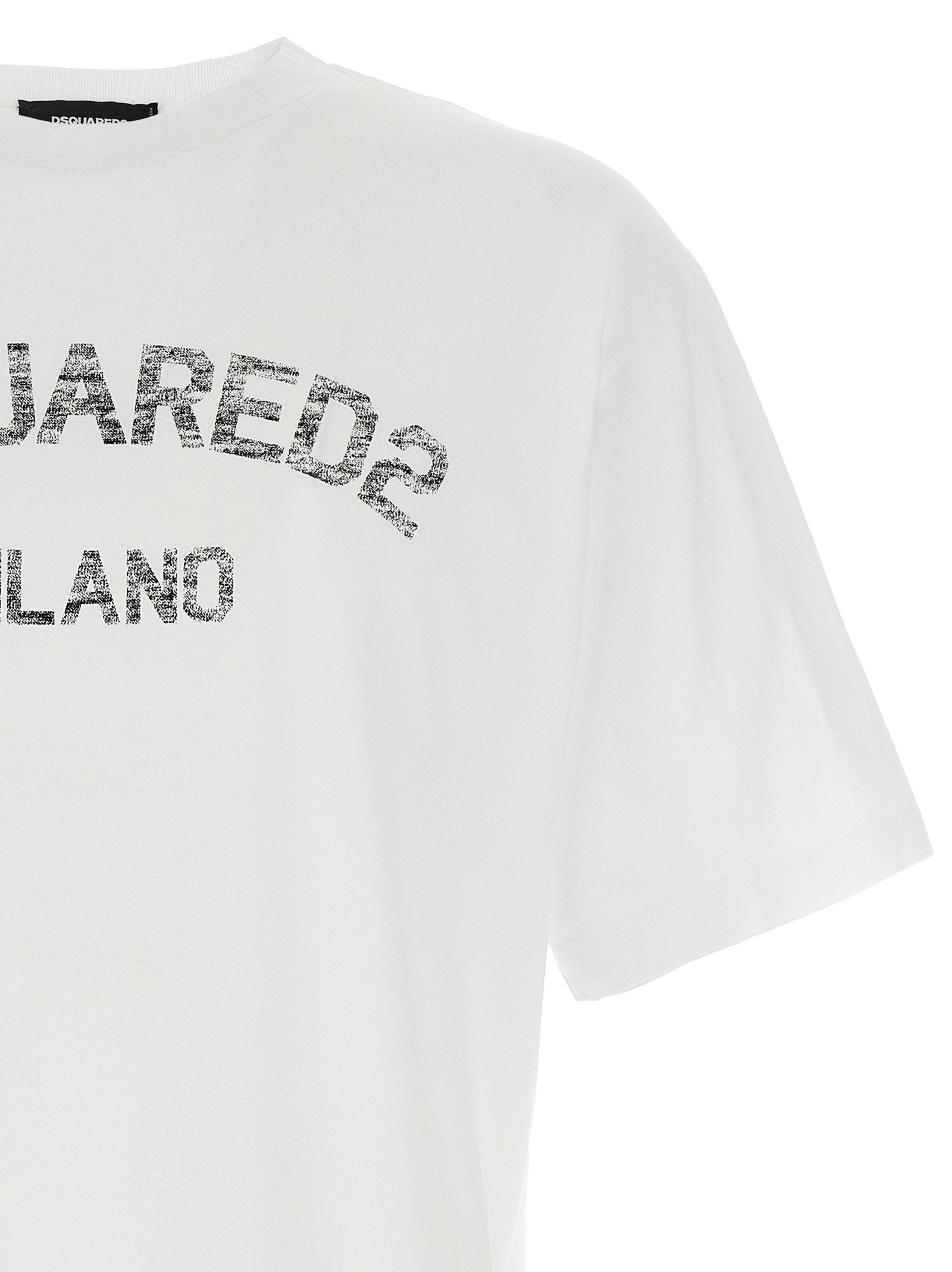 Dsquared2 Loose Fit Faded Milano T-shirt in wit, achteraanzicht