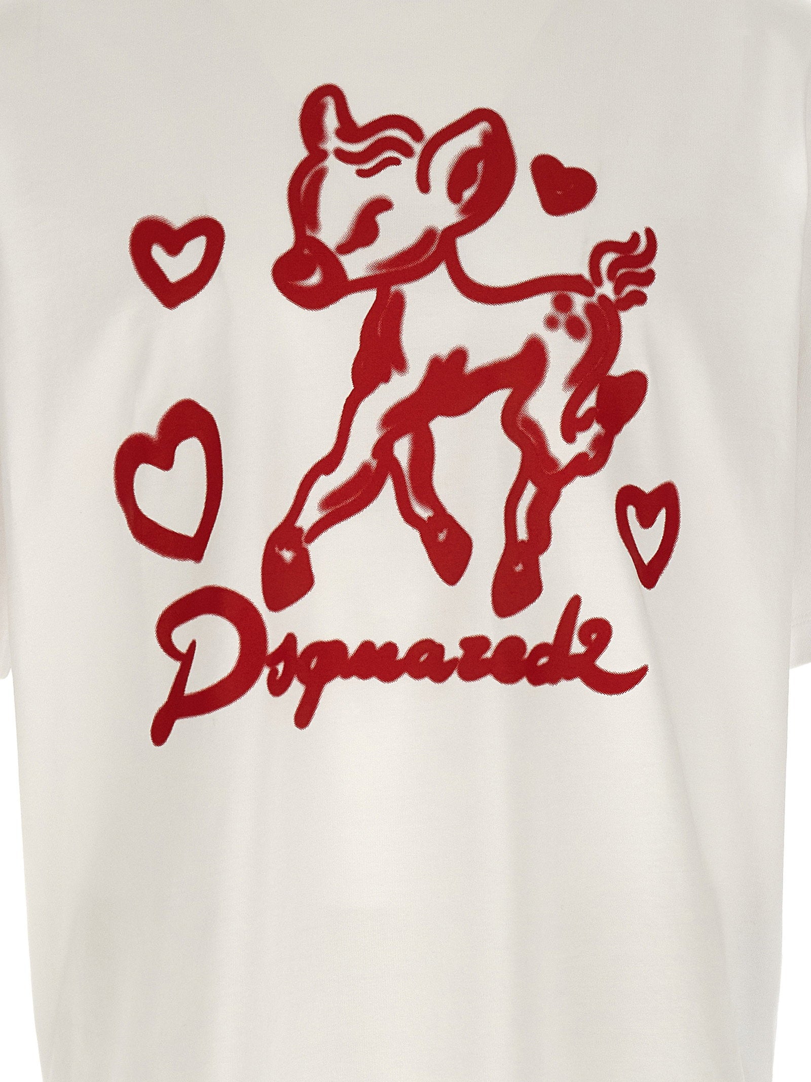 Dsquared2 T-shirt detail van zijsplit en asymmetrische zoom