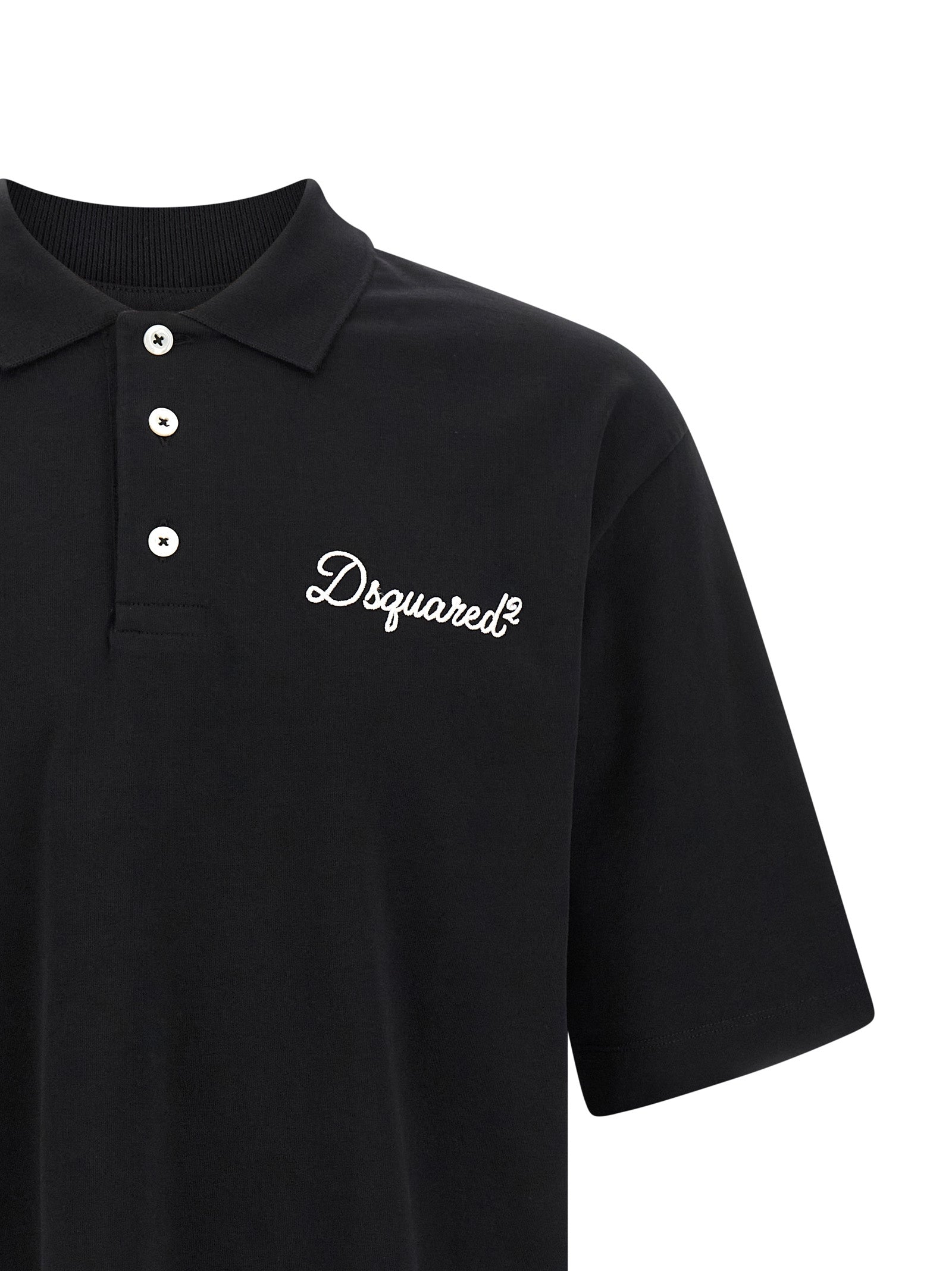 Dsquared2 Signature Tennis Fit Polo Shirt Black-thumbmail-3