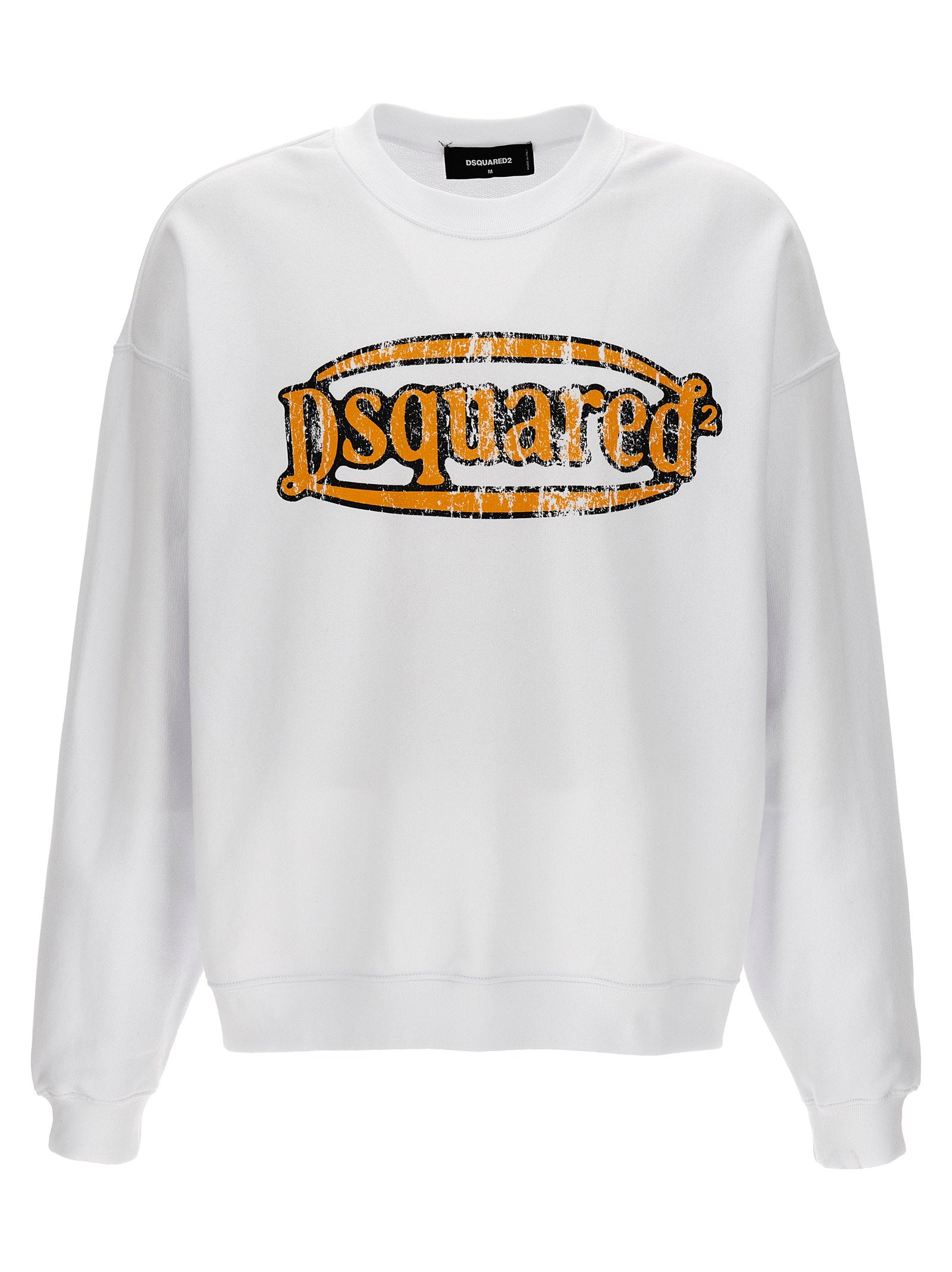 Dsquared2 Distressed Vintage Logo Sweatshirt Wit-Oranje Topwear Dsquared2