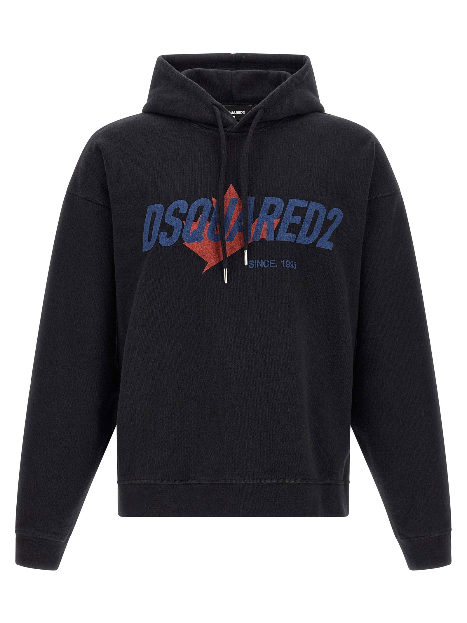 Dsquared2 Vintage Maple Leaf Logo Hoodie Zwart Topwear Dsquared2