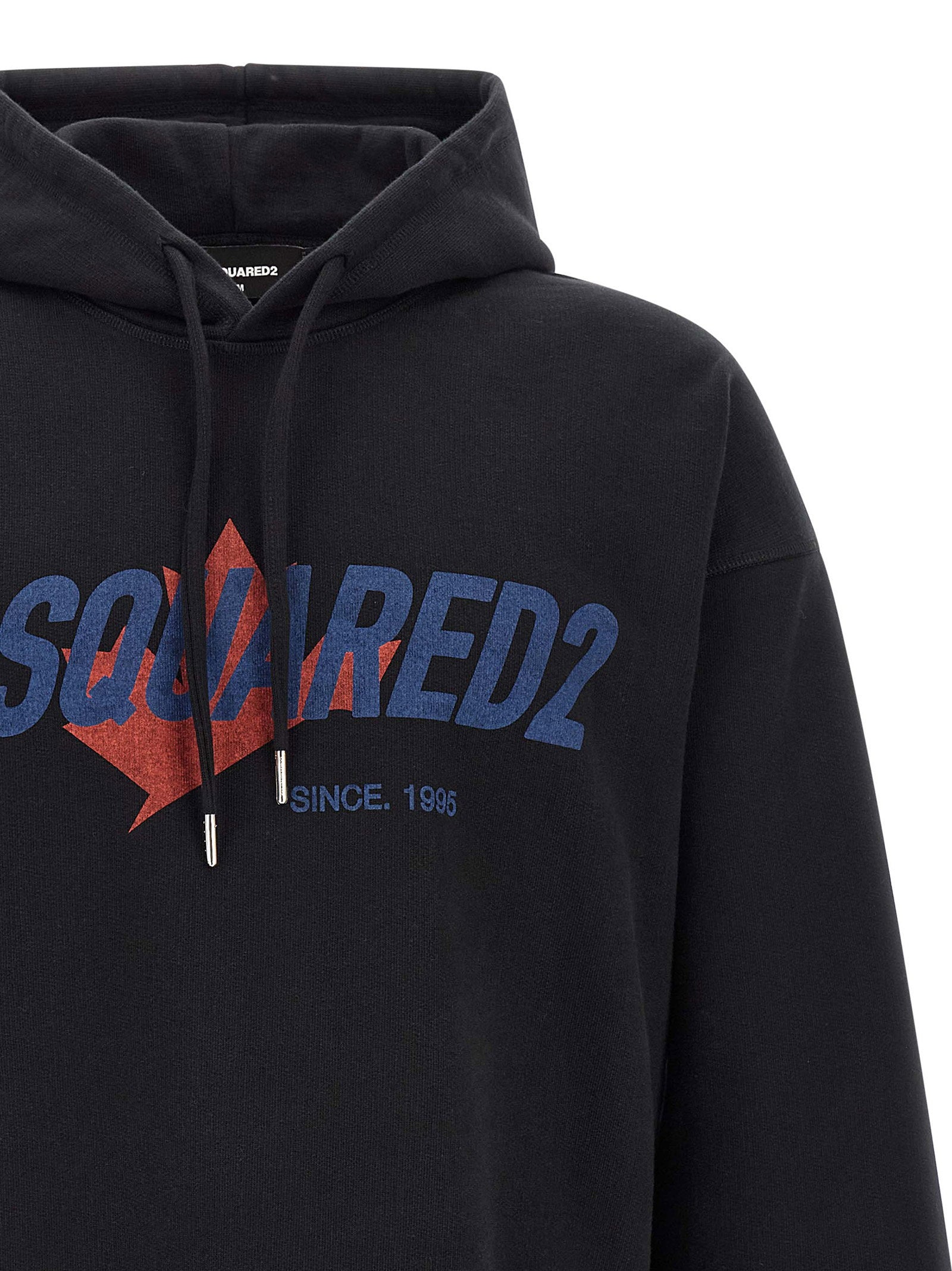 Dsquared2 Vintage Maple Leaf Logo Hoodie zwart - achteraanzicht met relaxed fit