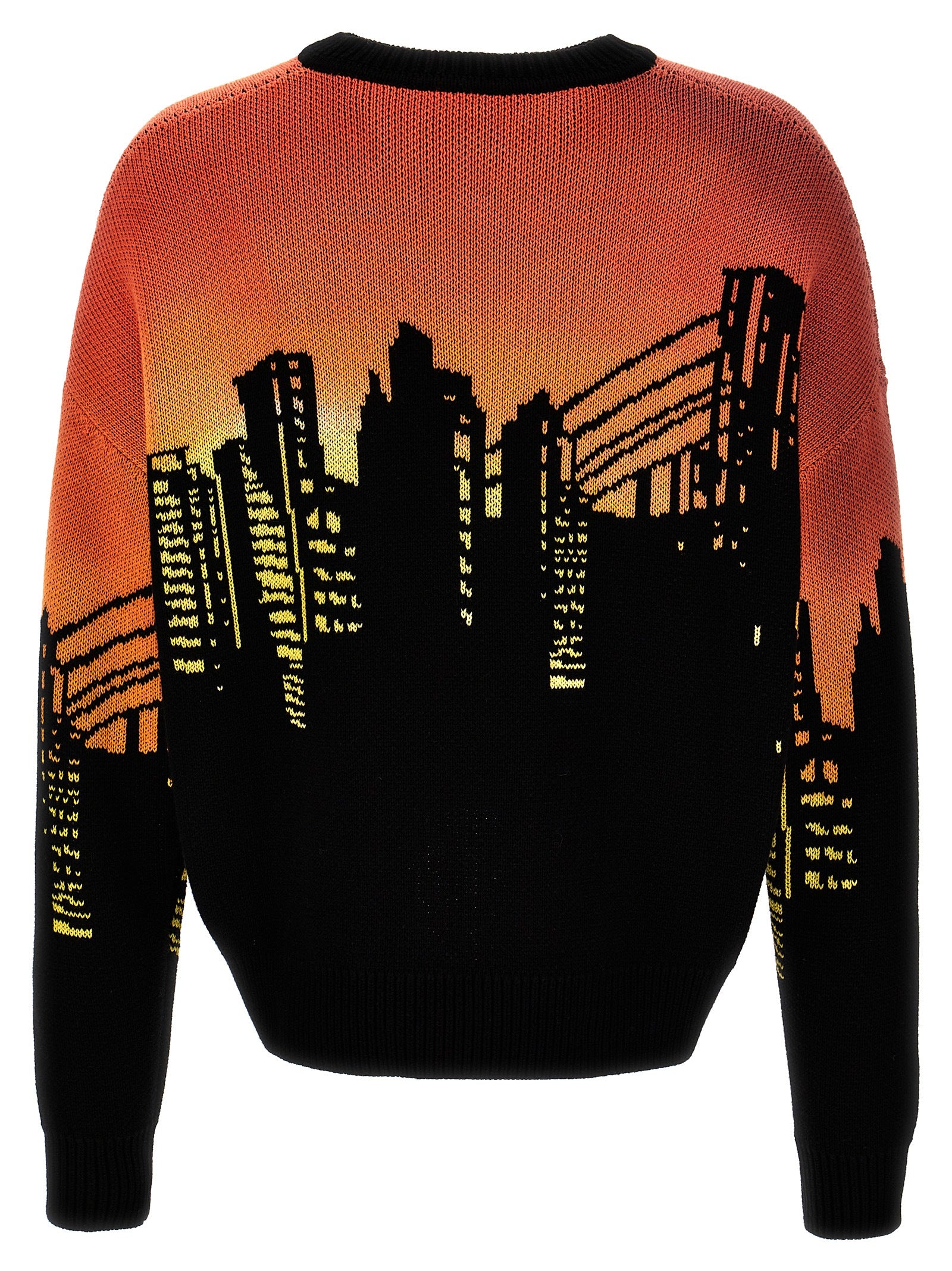 Dsquared2 Intarsia Knit Sweater Black Orange Skyline Knitwear Dsquared2