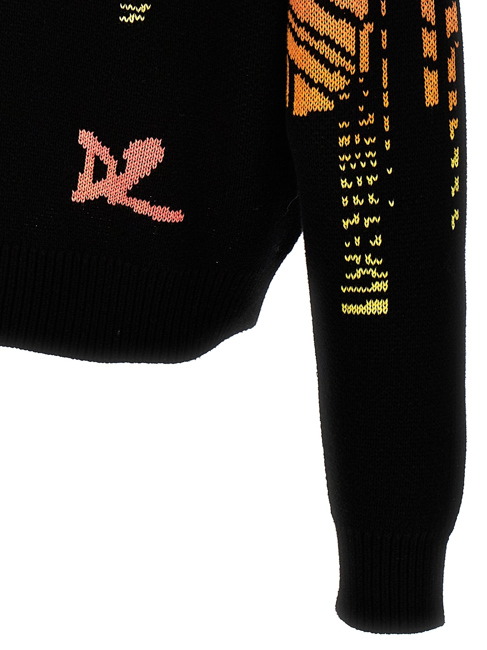 Dsquared2 Intarsia Knit Sweater Black Orange Skyline Knitwear Dsquared2