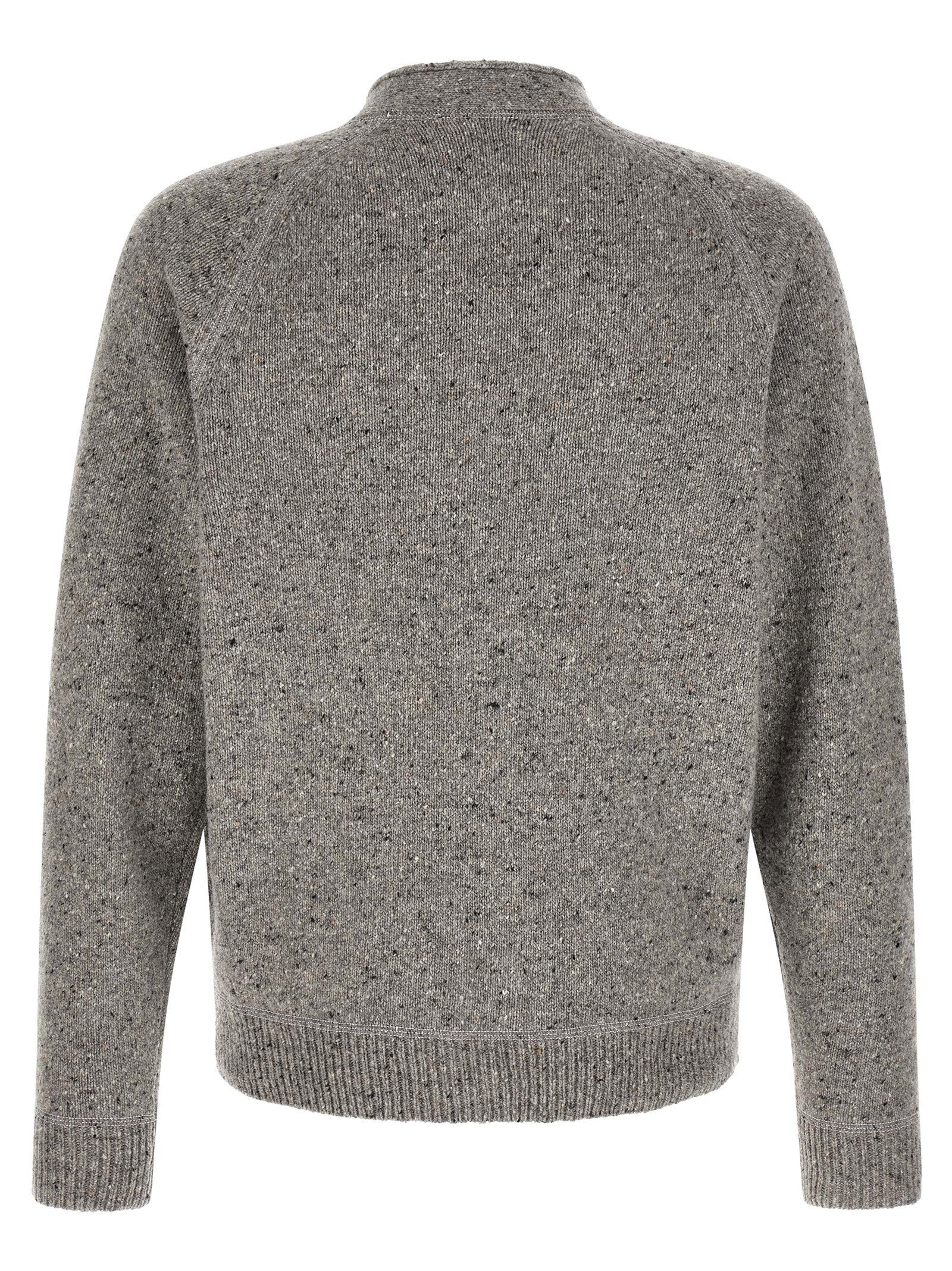 Dsquared2 Basic cardigan grijs - detail van het geborduurde logo-patch op de borst