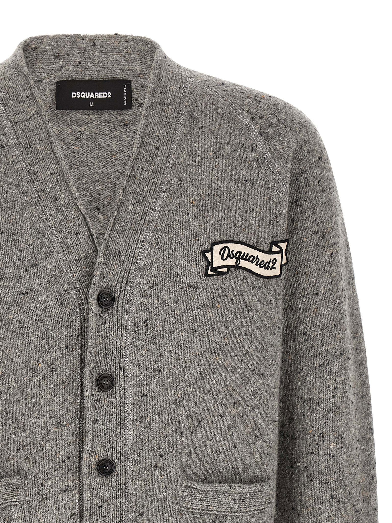Dsquared2 Basic cardigan grijs - achteraanzicht met raglanmouwen