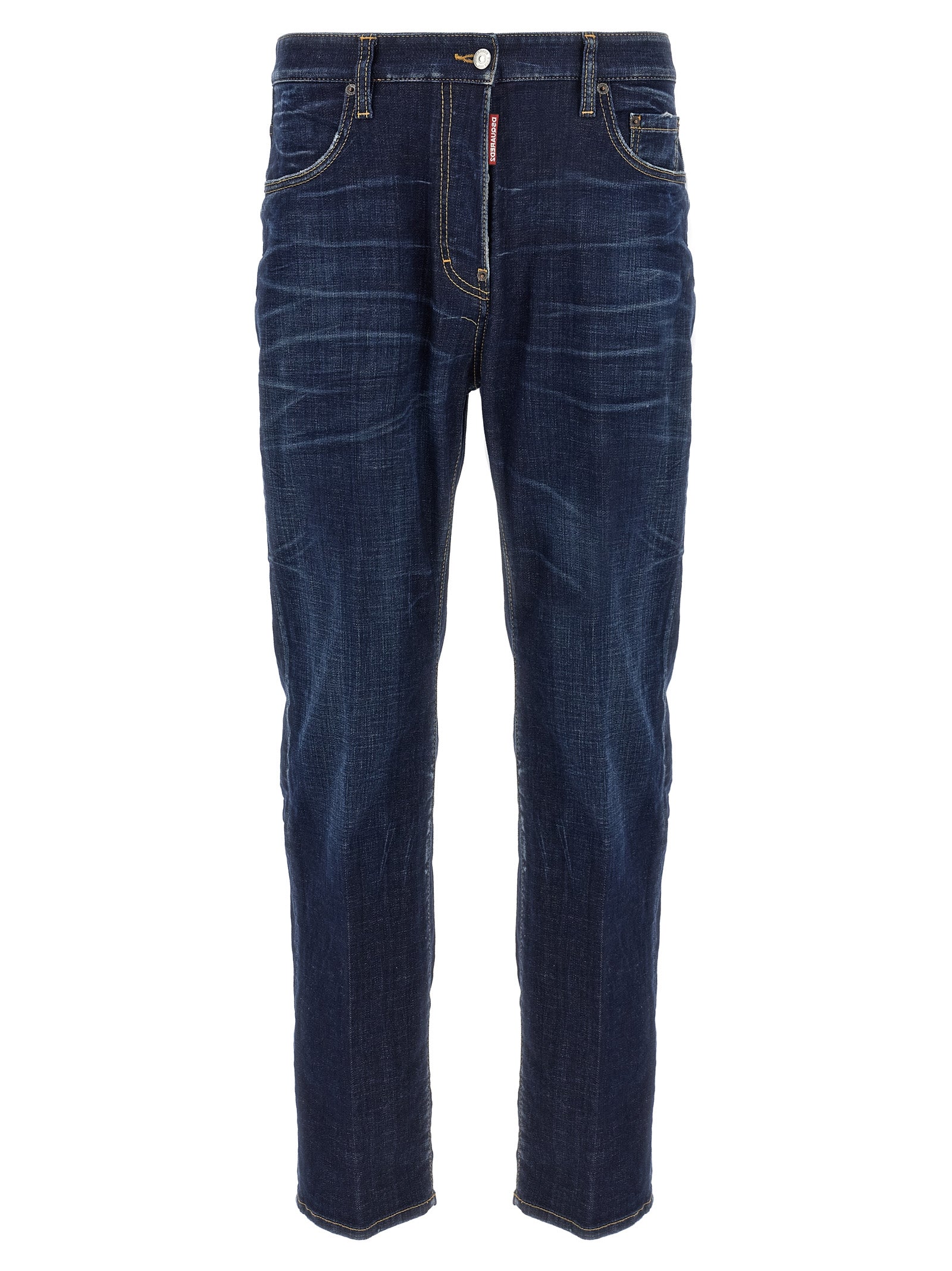 Dsquared2 642 Jeans Donkerblauw Slim Fit Distressed Denim