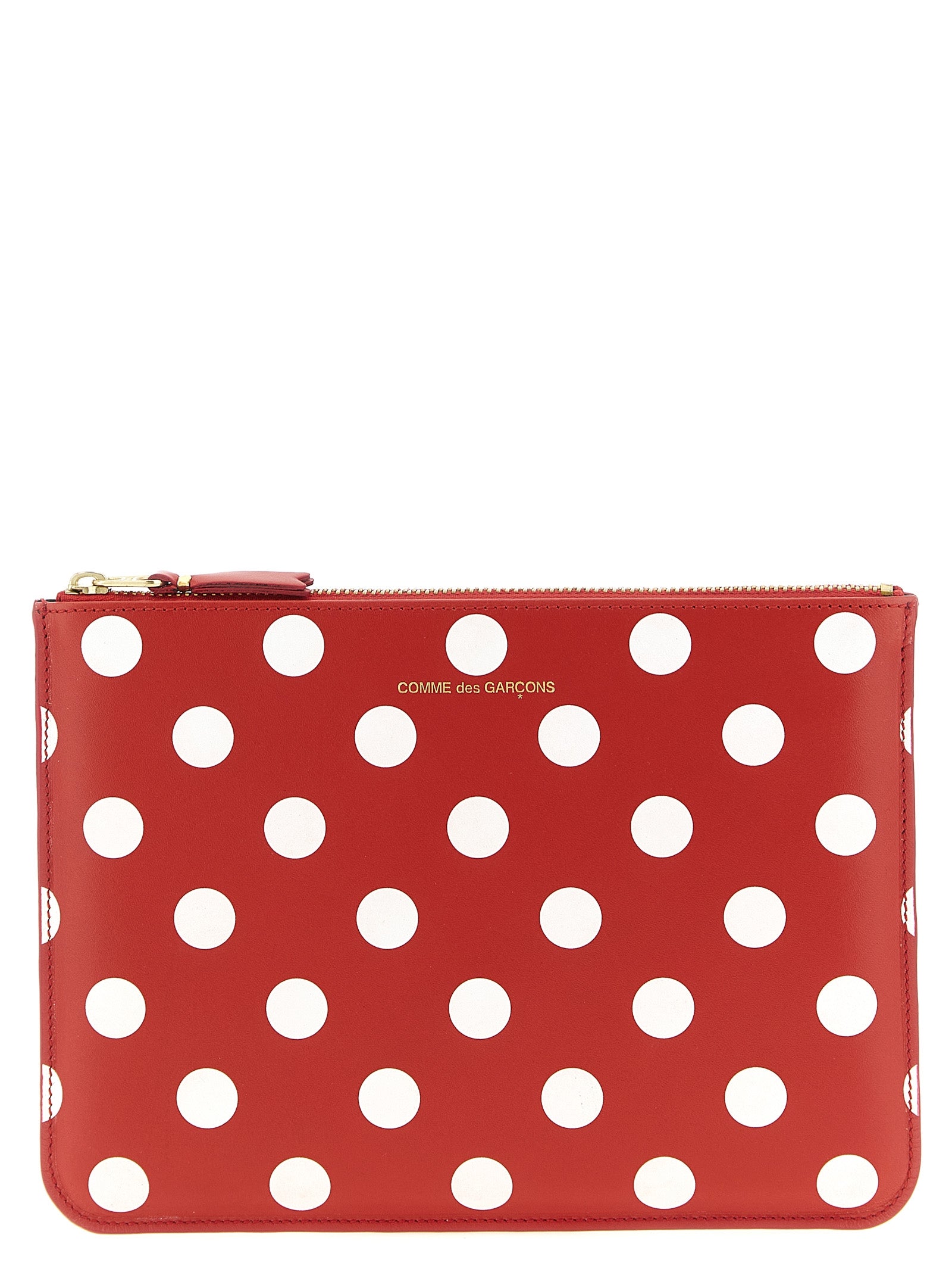 Comme des Garçons Polka Dot Leather Zip Wallet Red