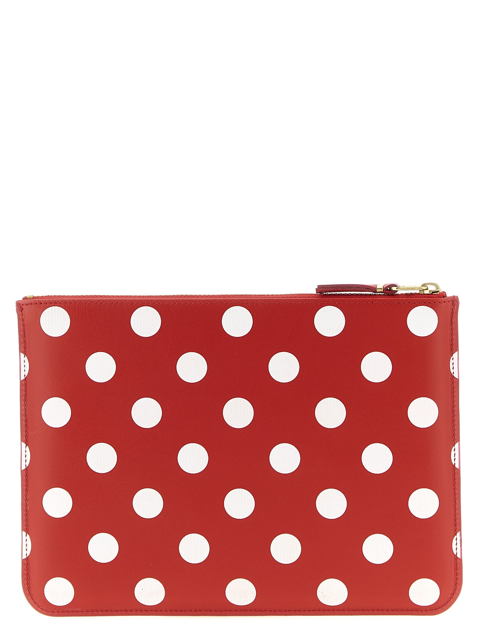 Comme des Garçons Polka Dot Leather Zip Wallet Red