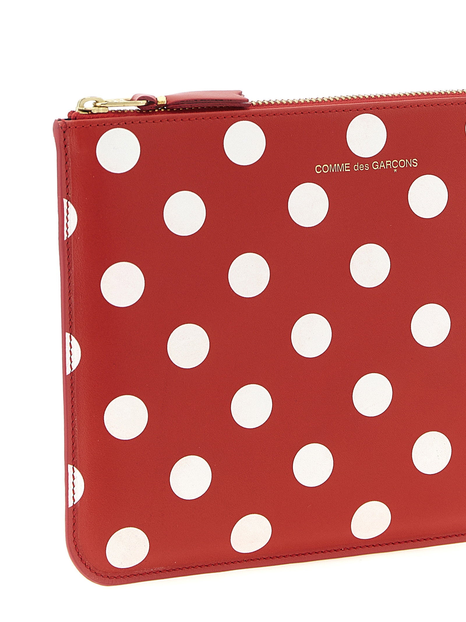 Comme des Garçons Polka Dot pouch met goudkleurige ritssluiting
