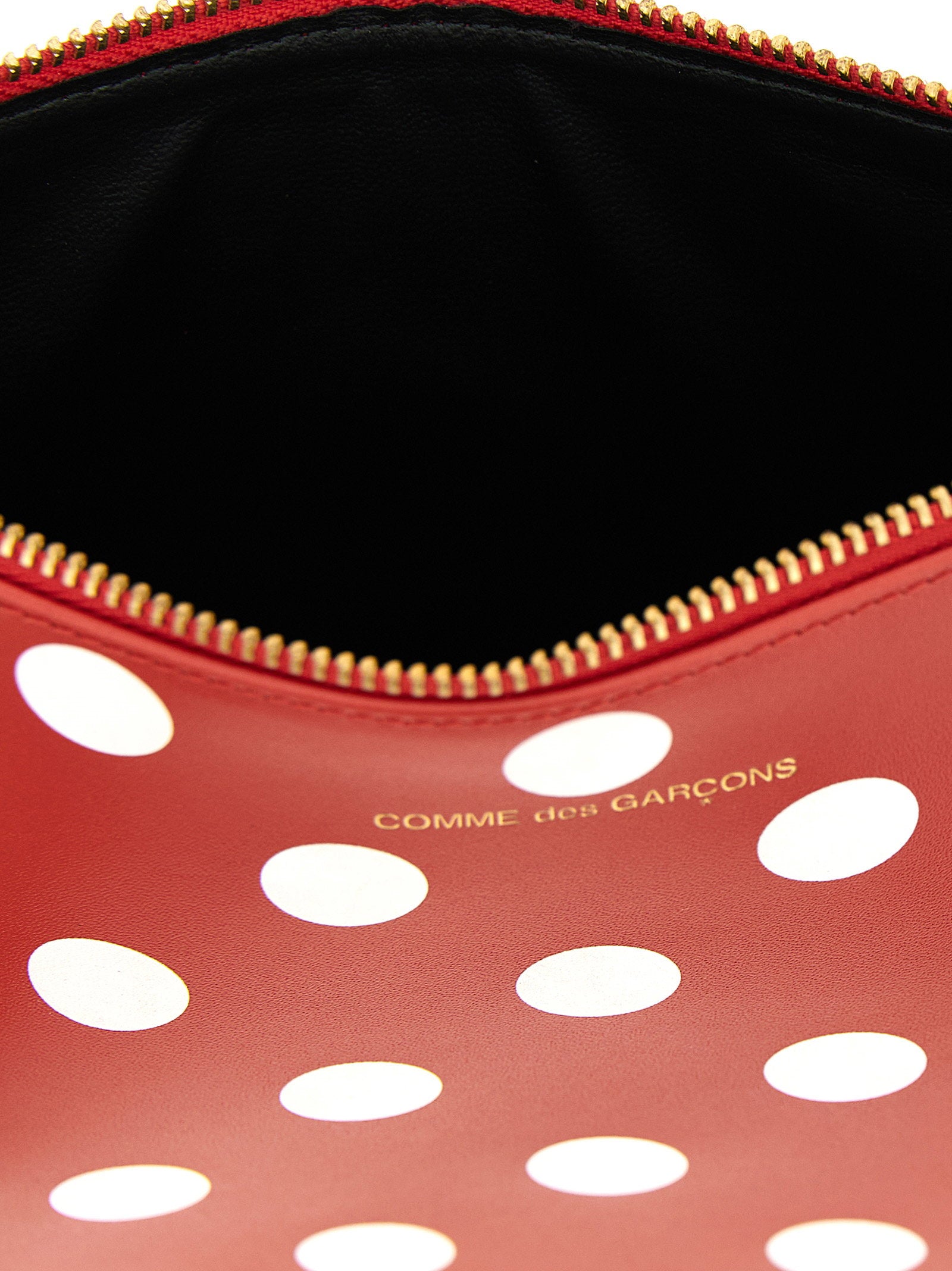 Comme des Garçons rode zip pouch met goudfolie-logo detail