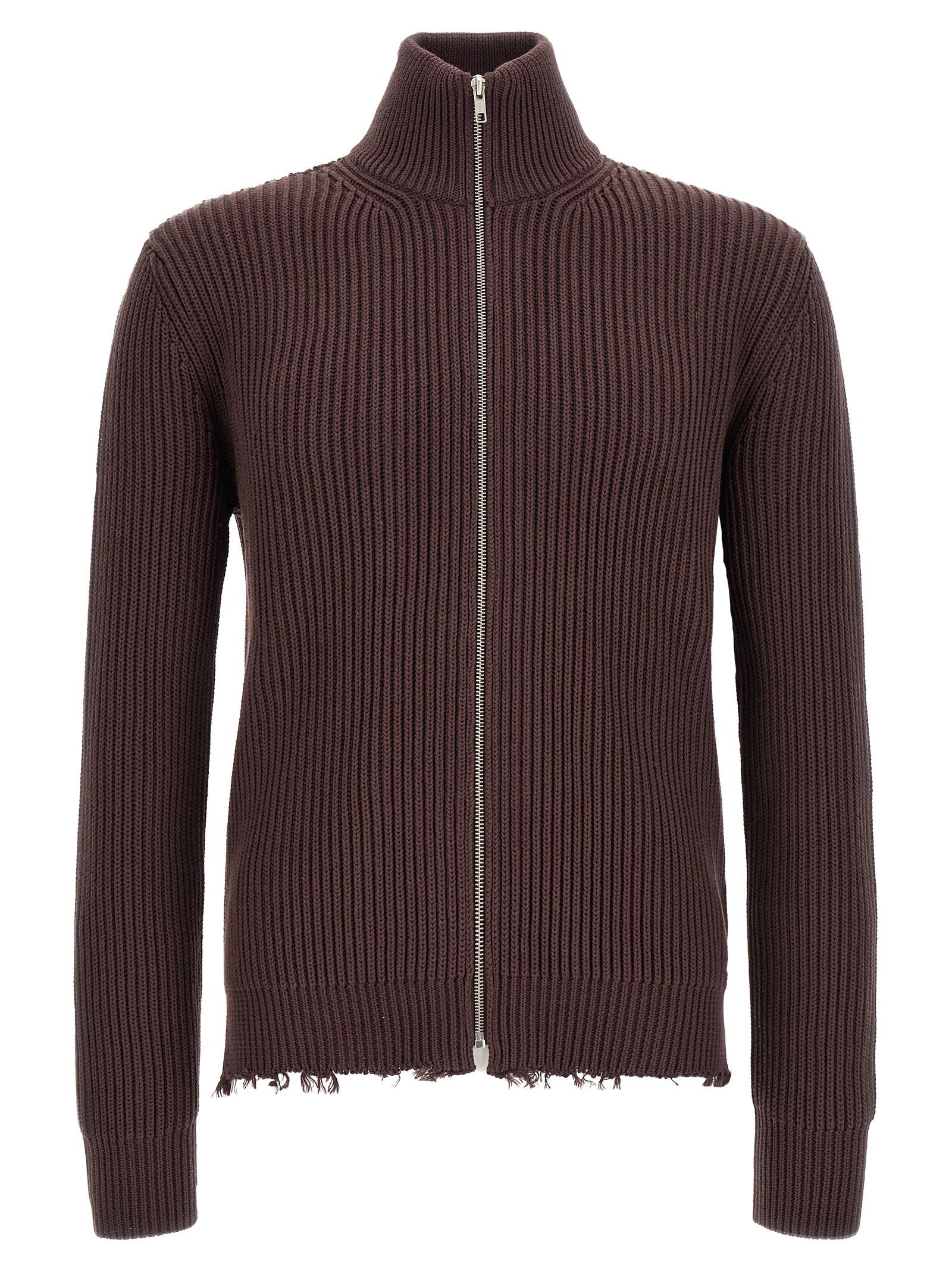 MM6 Maison Margiela Ribbed Cotton Turtleneck Sweater bruin, vooraanzicht