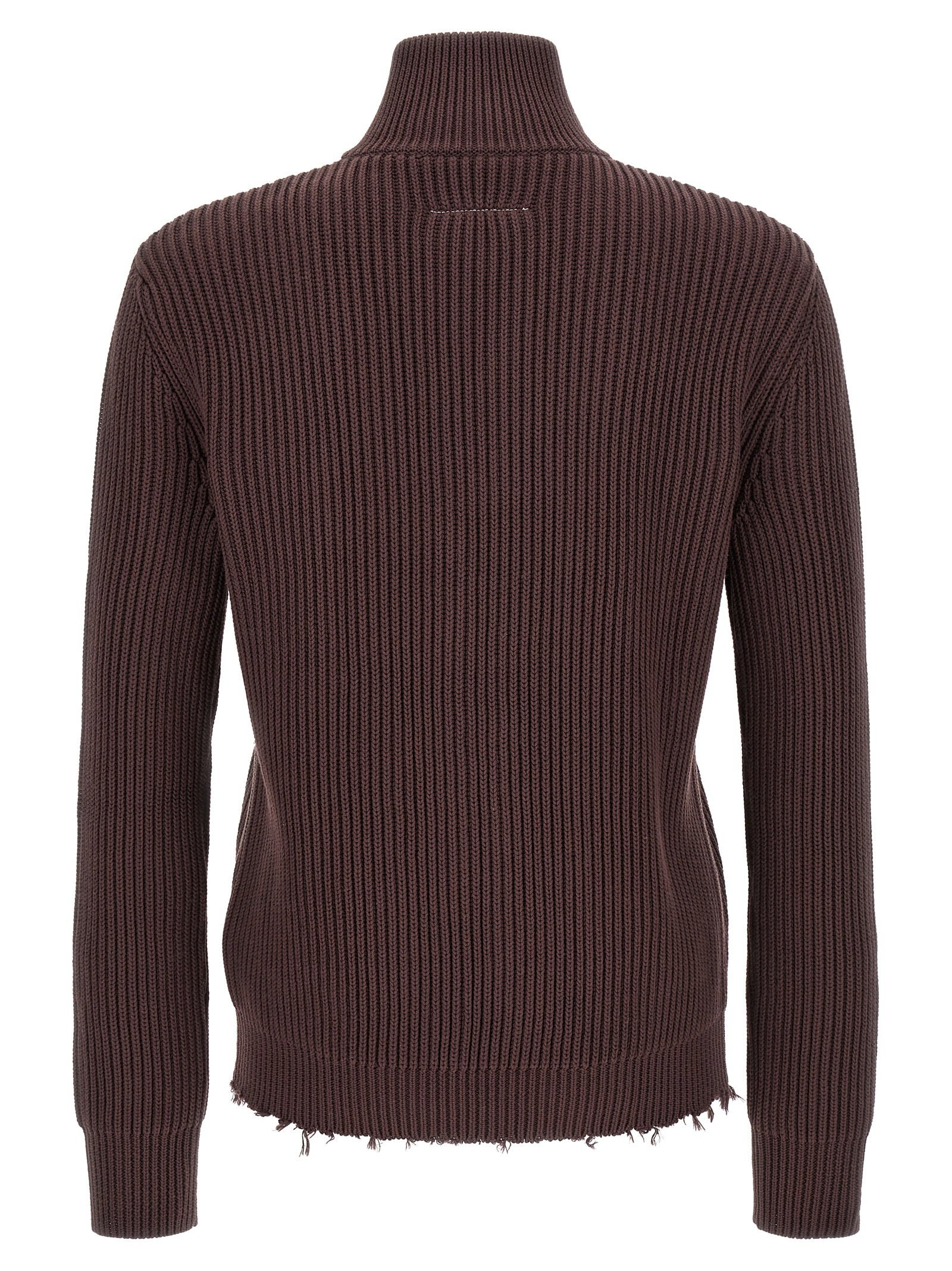 MM6 Maison Margiela Ribbed Cotton Turtleneck Sweater, detail van de rits