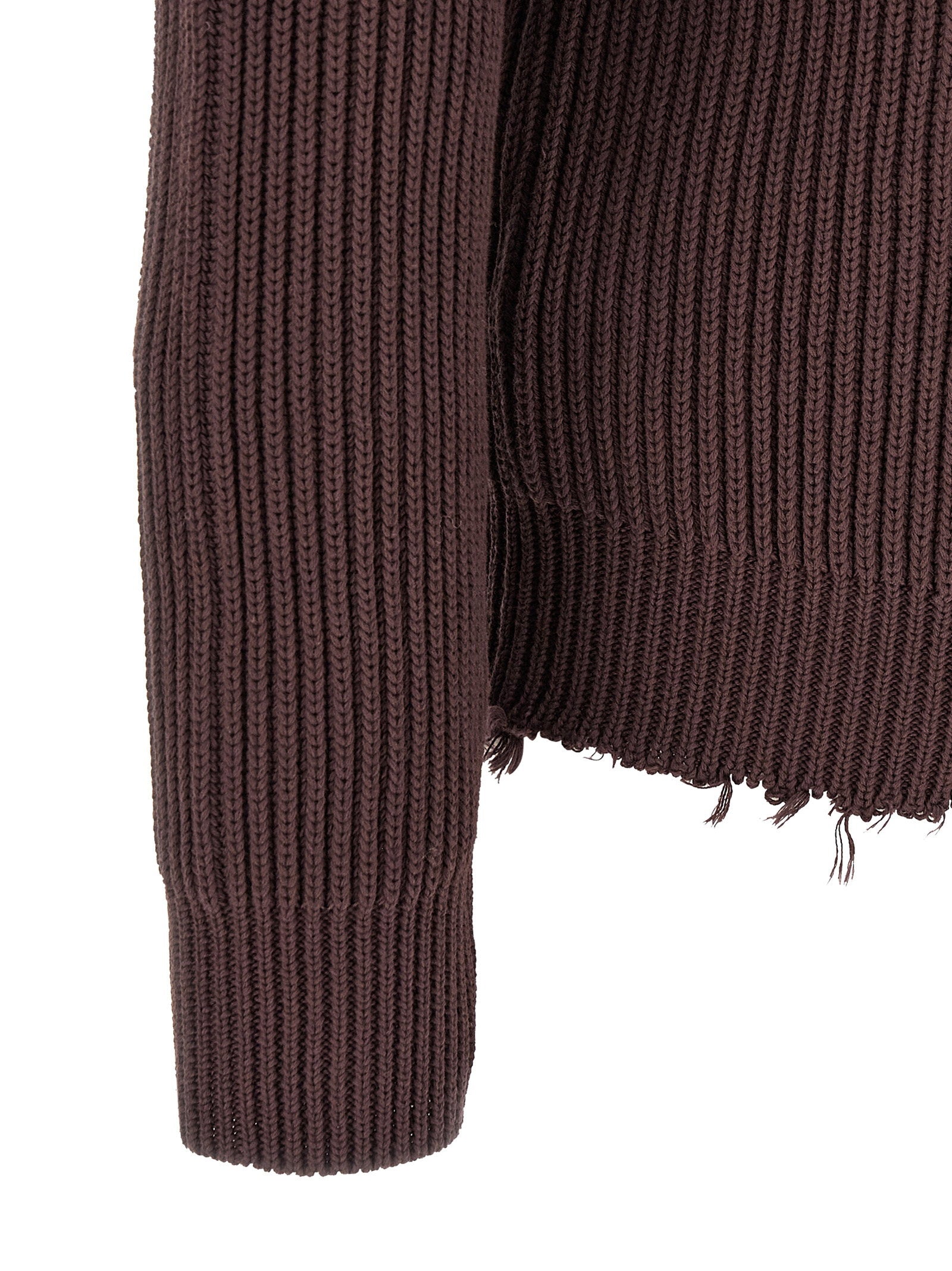 MM6 Maison Margiela Ribbed Cotton Turtleneck Sweater, achteraanzicht met witte stiklijn