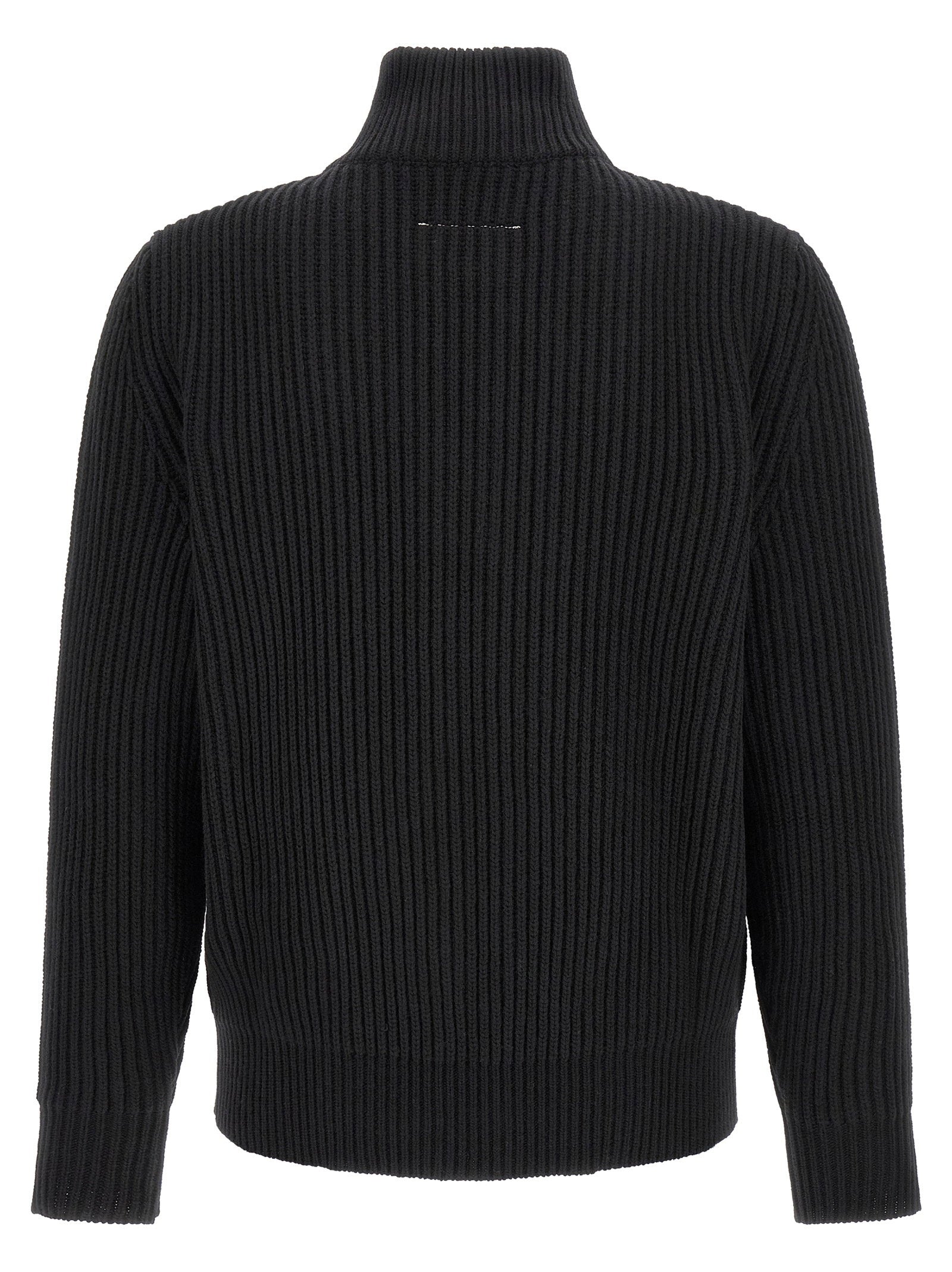 MM6 Maison Margiela White Stitch Line Jacket, detail van de trechterhals en rits