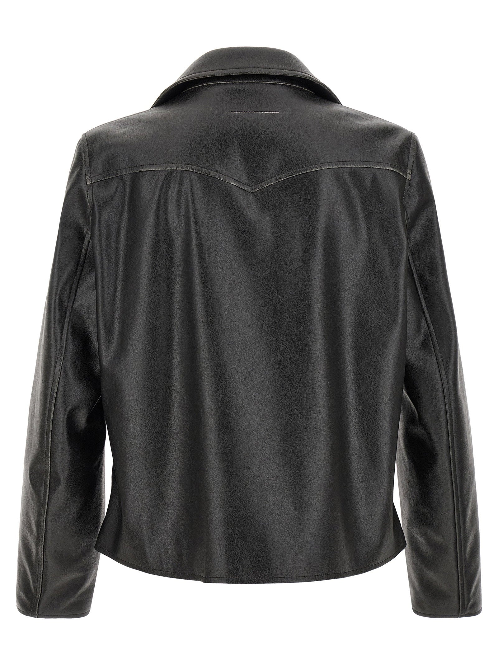 MM6 Maison Margiela Western Carré blazer zwart - detail van de sluiting met drie knopen