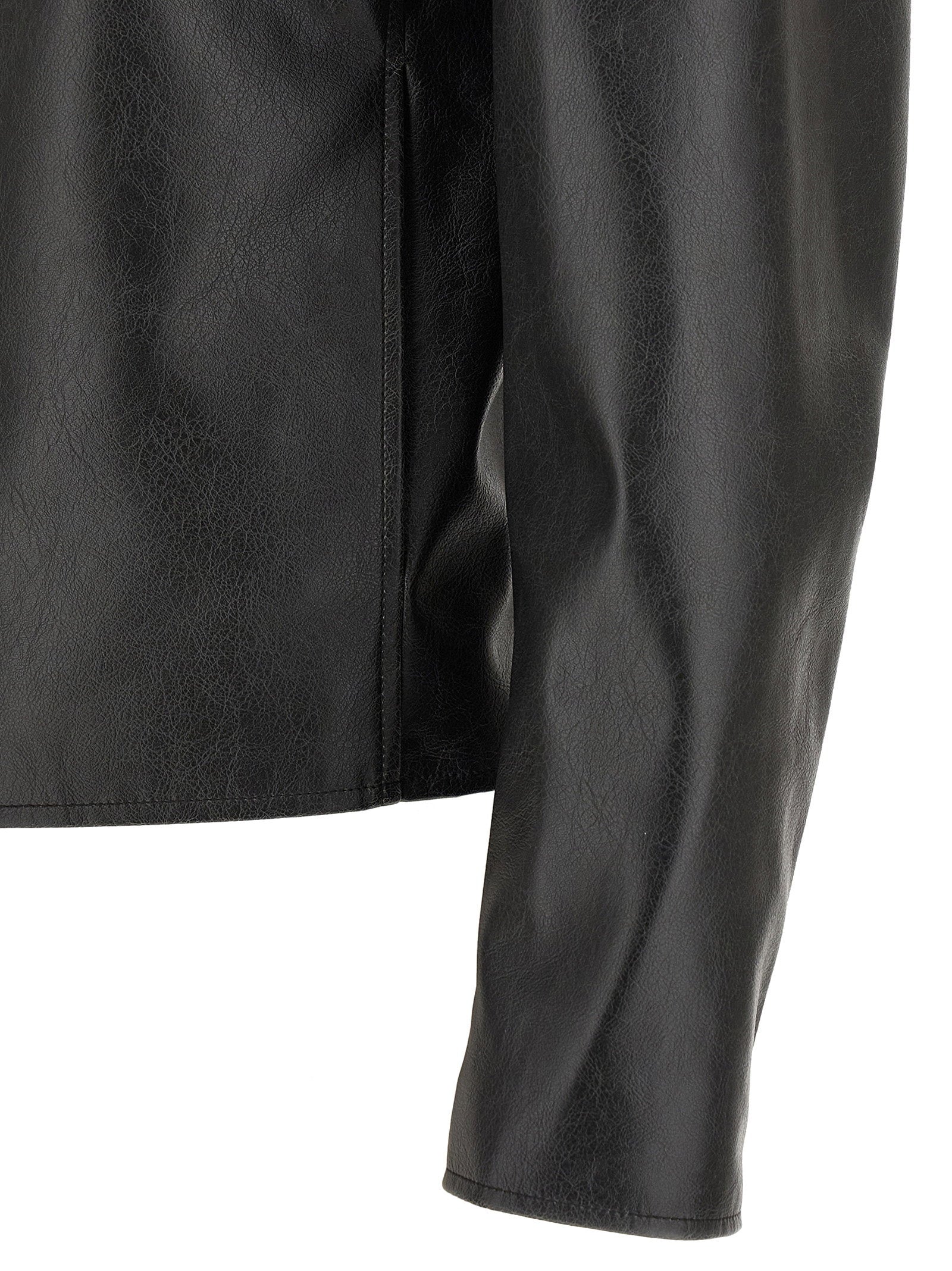 MM6 Maison Margiela Western Carré blazer zwart - detail van de witte stiklijn in de nek