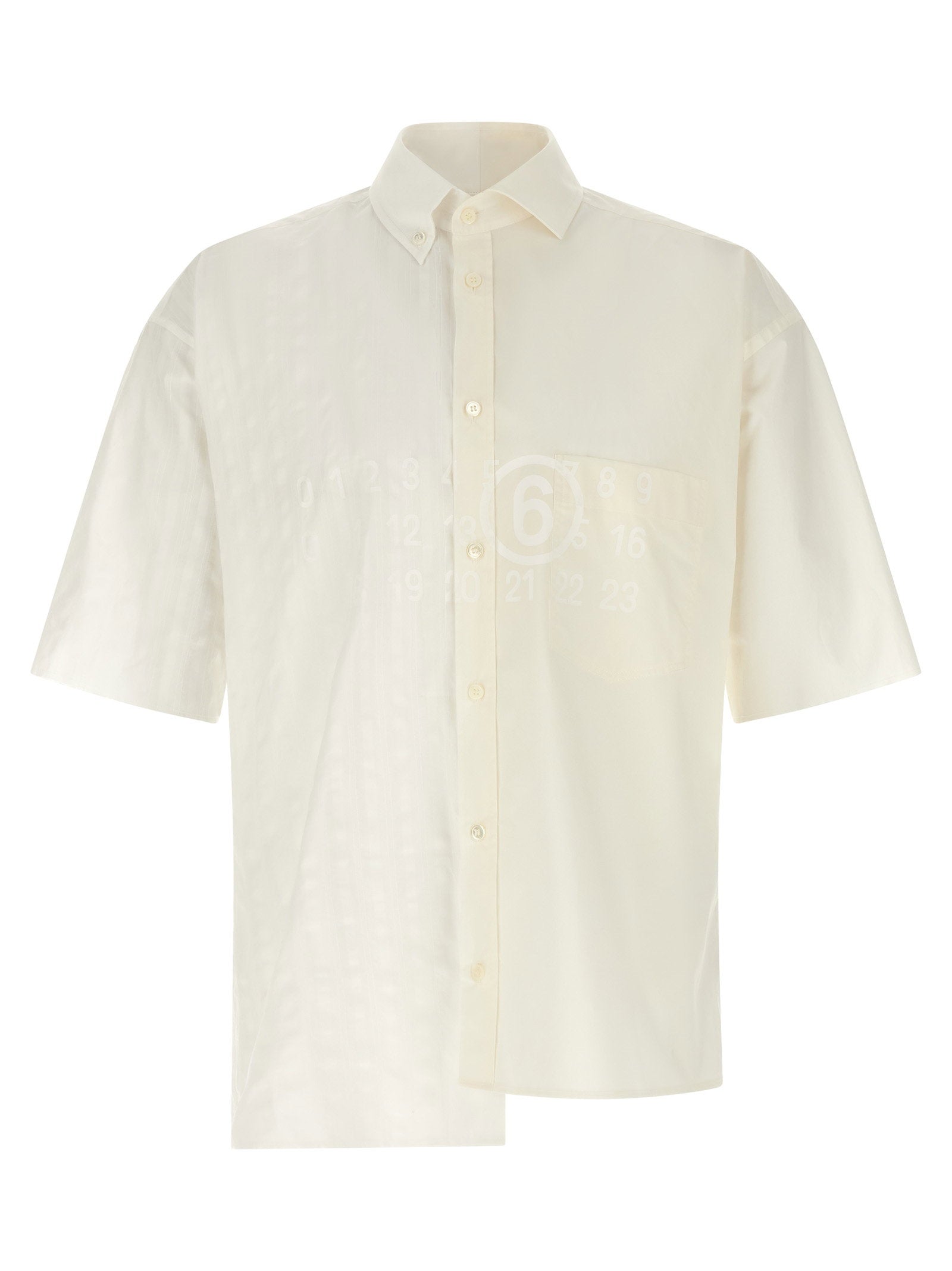 MM6 Maison Margiela Bi-Material overhemd wit vooraanzicht