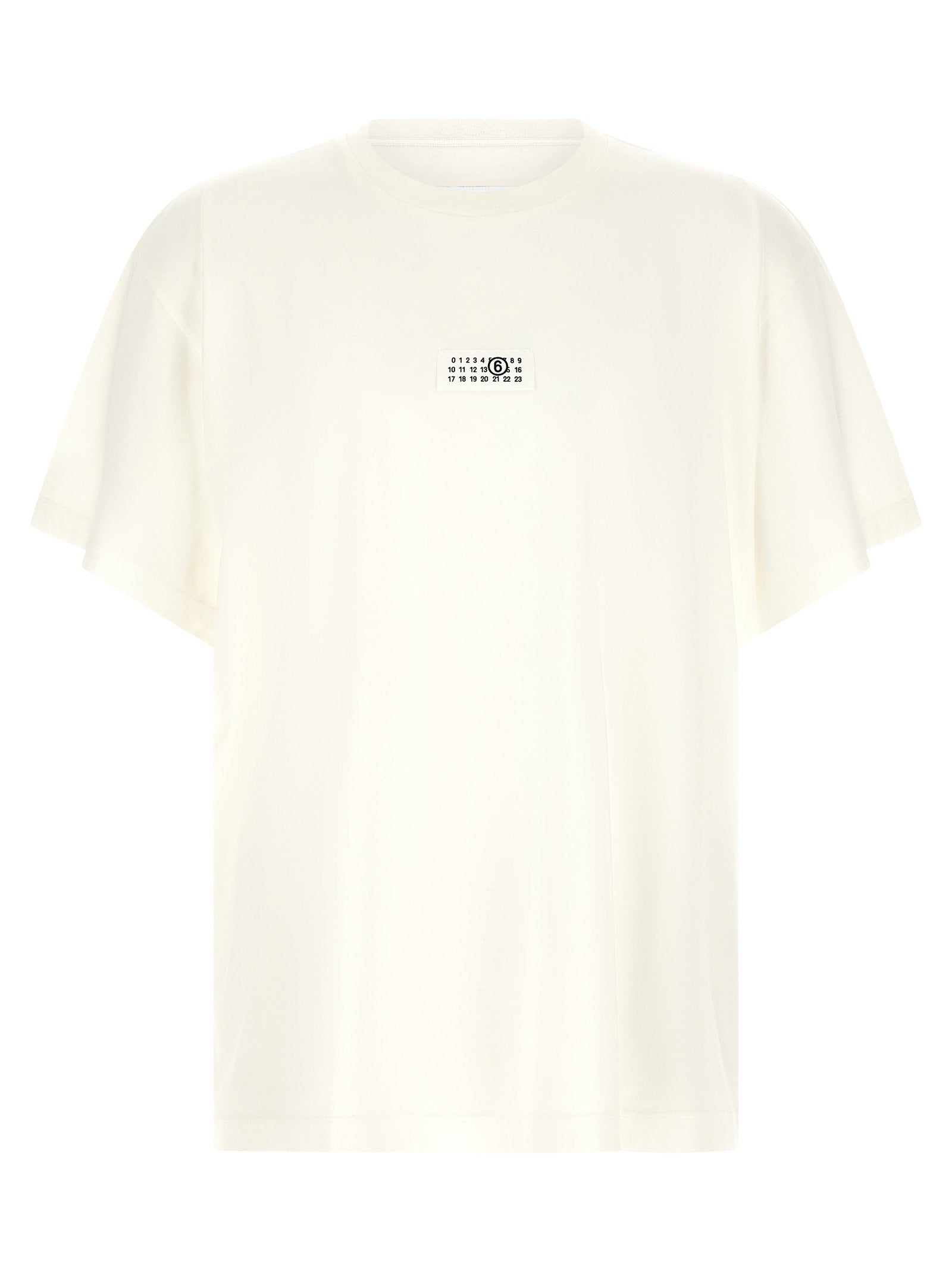 MM6 Maison Margiela Numeric Signature T-shirt wit, vooraanzicht met borstlogo