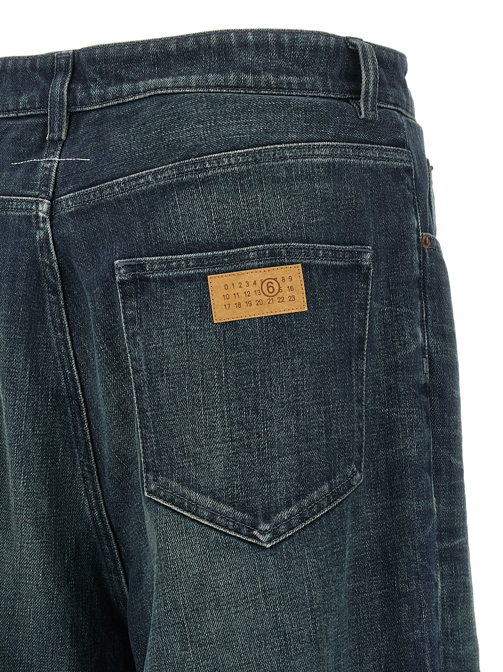 Mm6 Maison Margiela Numeric Signature Wide Leg Jeans Donkerblauw Jeans Mm6 Maison Margiela