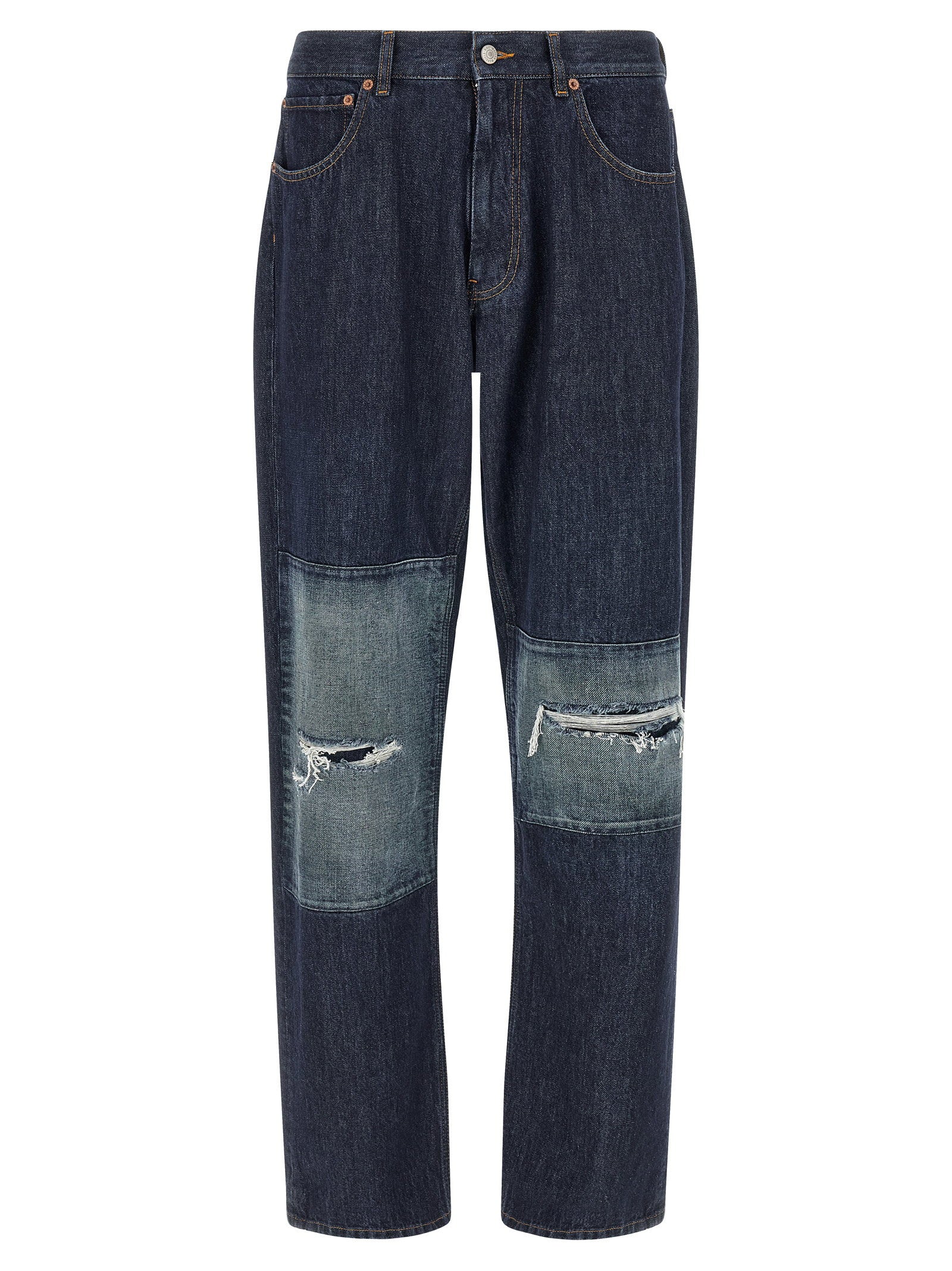 MM6 Maison Margiela Patchwork Insert Jeans Donkerblauw Jeans Mm6 Maison Margiela