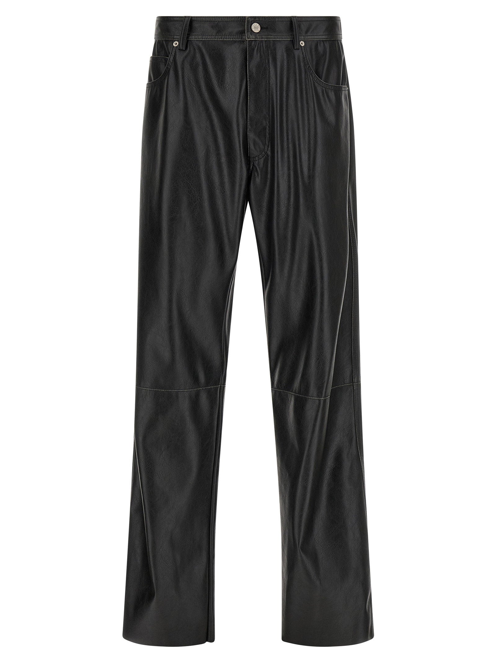 MM6 Maison Margiela leather-effect broek zwart - vooraanzicht met vijfzakkenmodel
