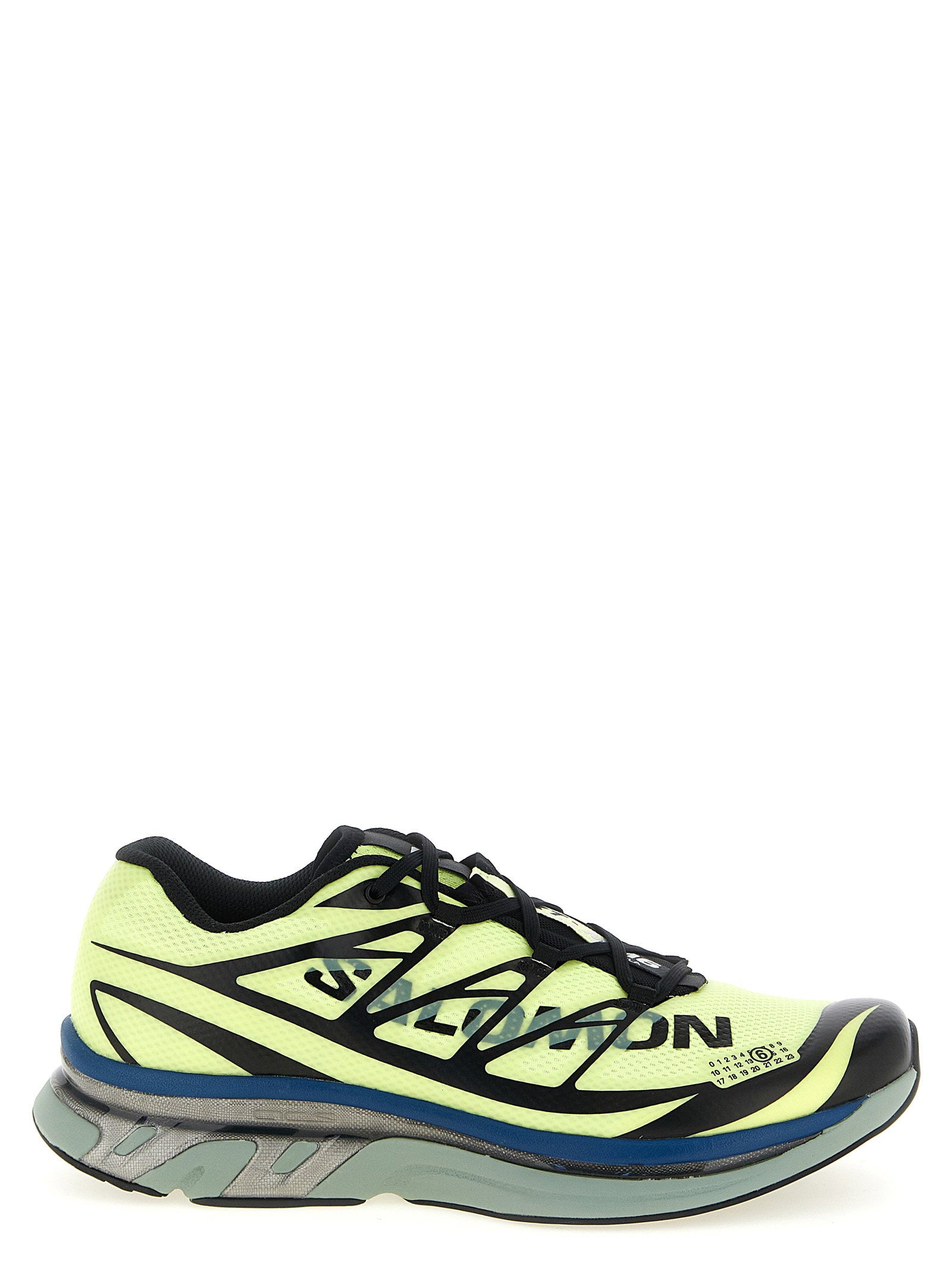 MM6 Maison Margiela x Salomon XT sneaker in Sunny Lime, zijaanzicht met technisch mesh bovenwerk