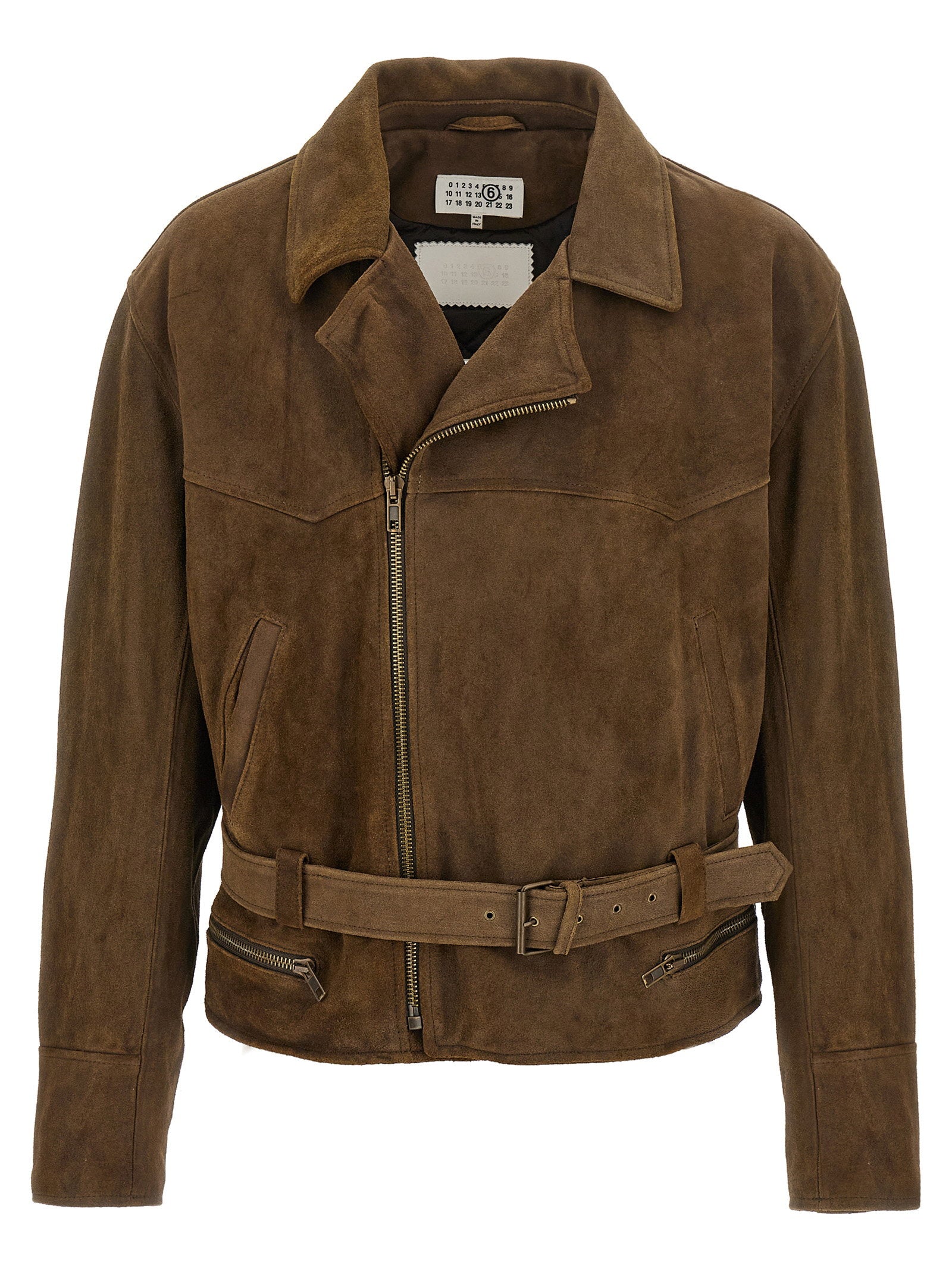 MM6 Maison Margiela Suede Biker Jacket Brown Jackets Mm6 Maison Margiela