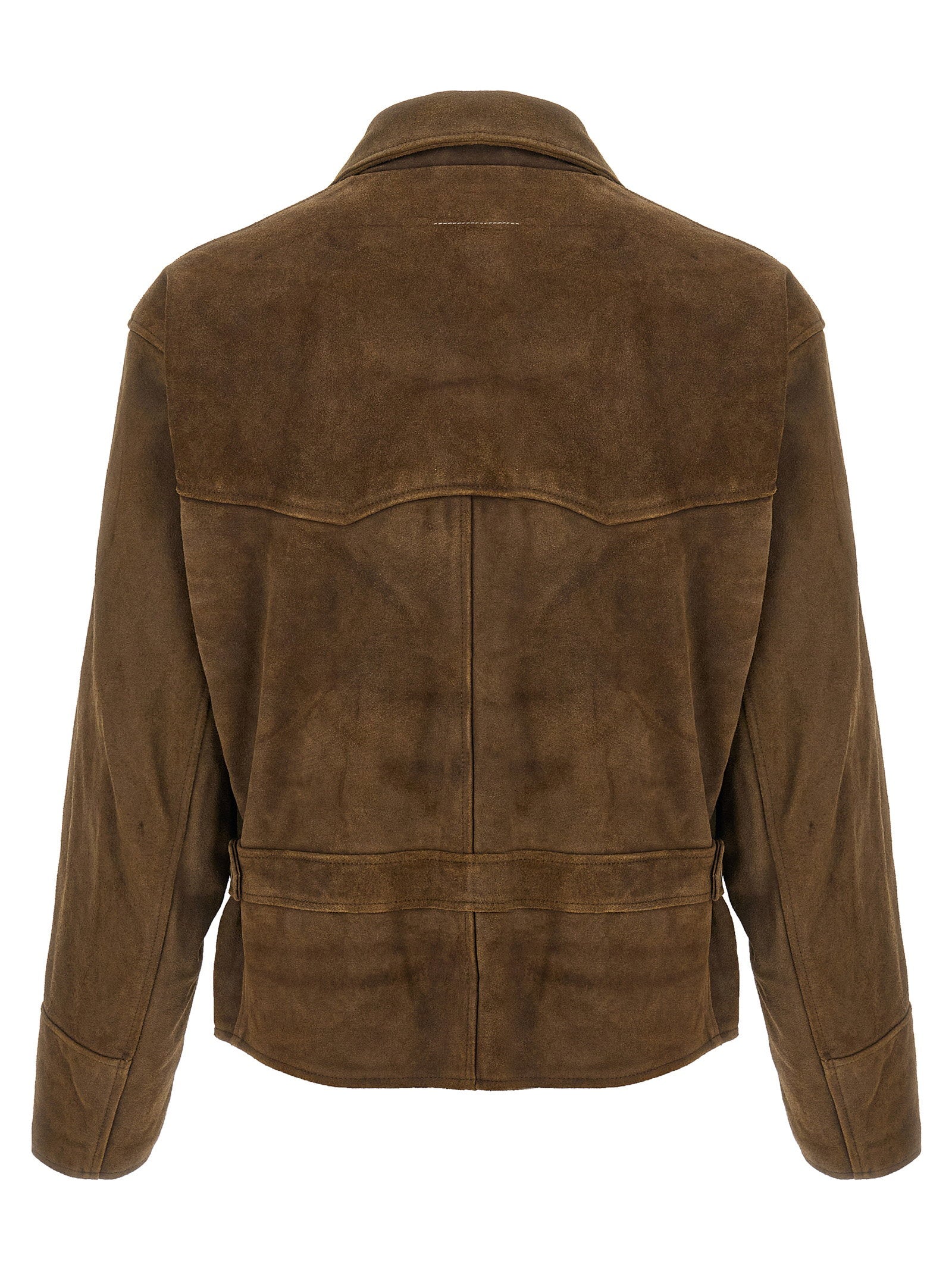 MM6 Maison Margiela Gewassen Suède Bikerjack Bruin Jackets Mm6 Maison Margiela