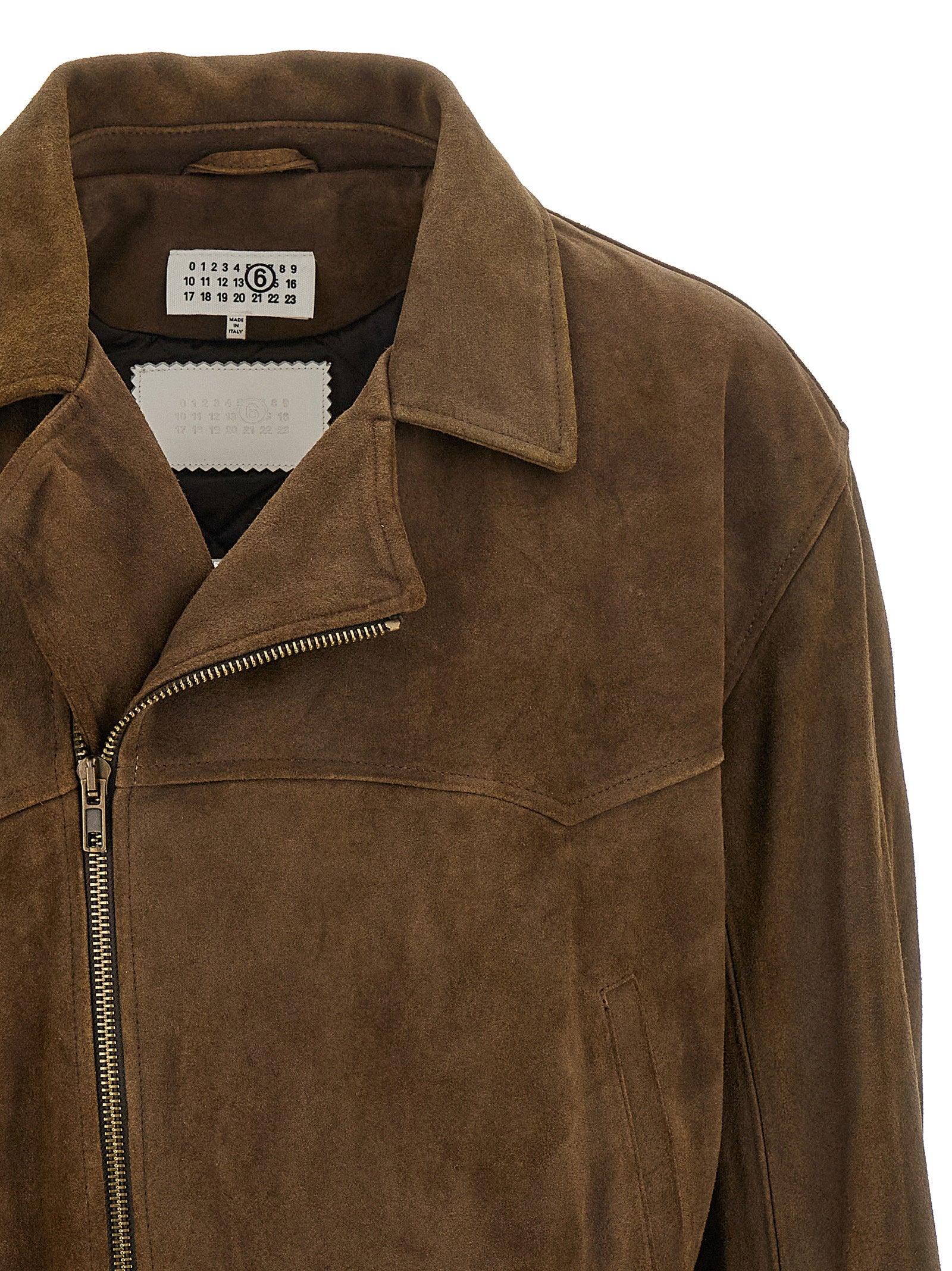 MM6 Maison Margiela Gewassen Suède Bikerjack Bruin Jackets Mm6 Maison Margiela