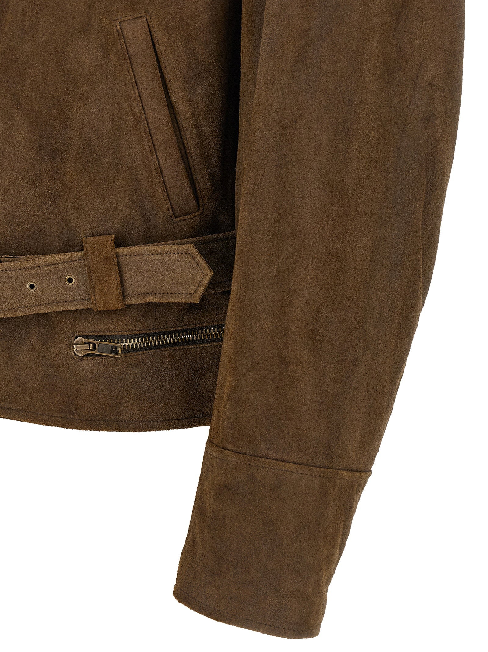 MM6 Maison Margiela Gewassen Suède Bikerjack Bruin Jackets Mm6 Maison Margiela
