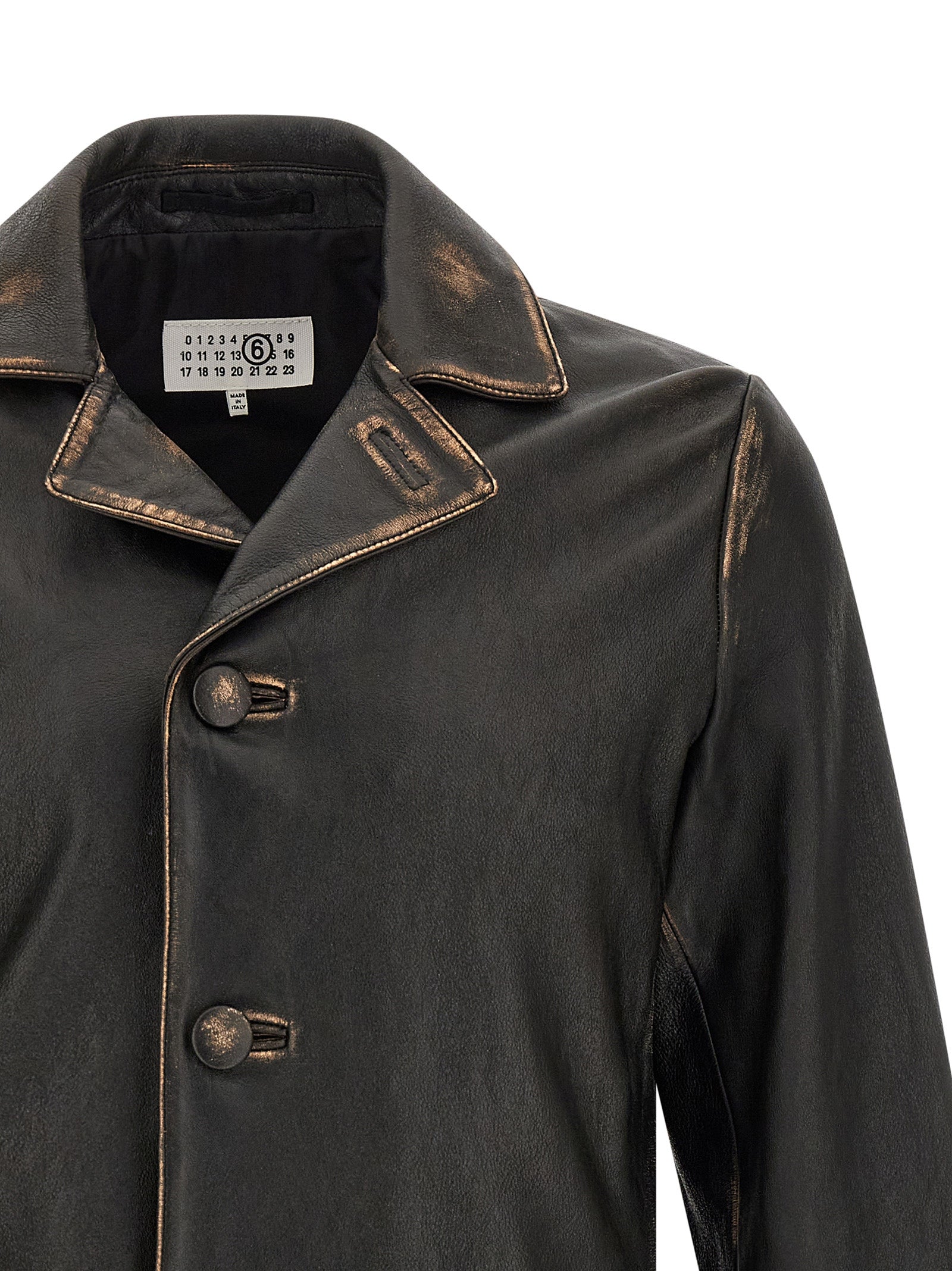 MM6 Maison Margiela Antiqued Leather Jacket Black-thumbmail-3