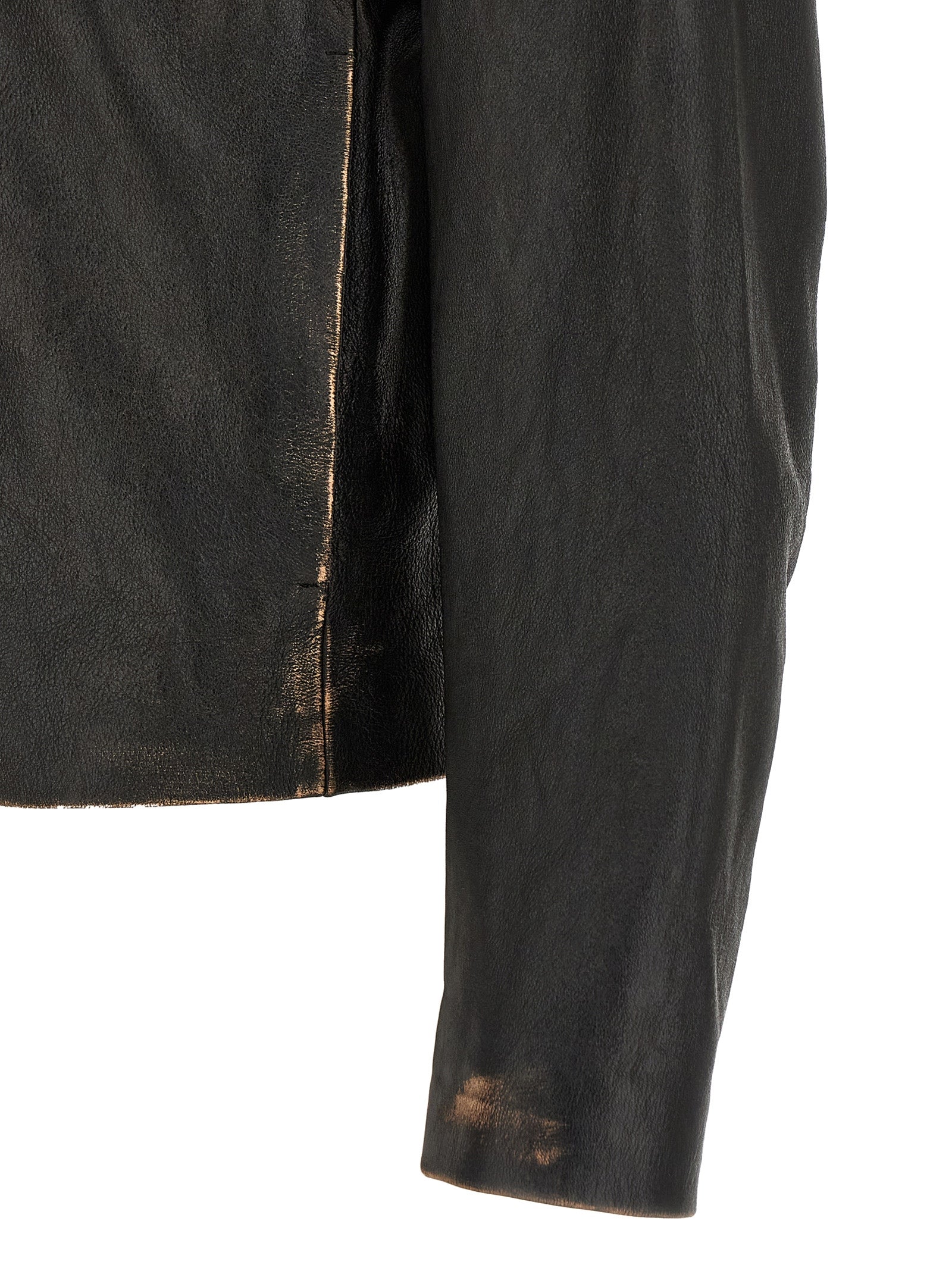 MM6 Maison Margiela Antiqued Leather Jacket Black-thumbmail-4
