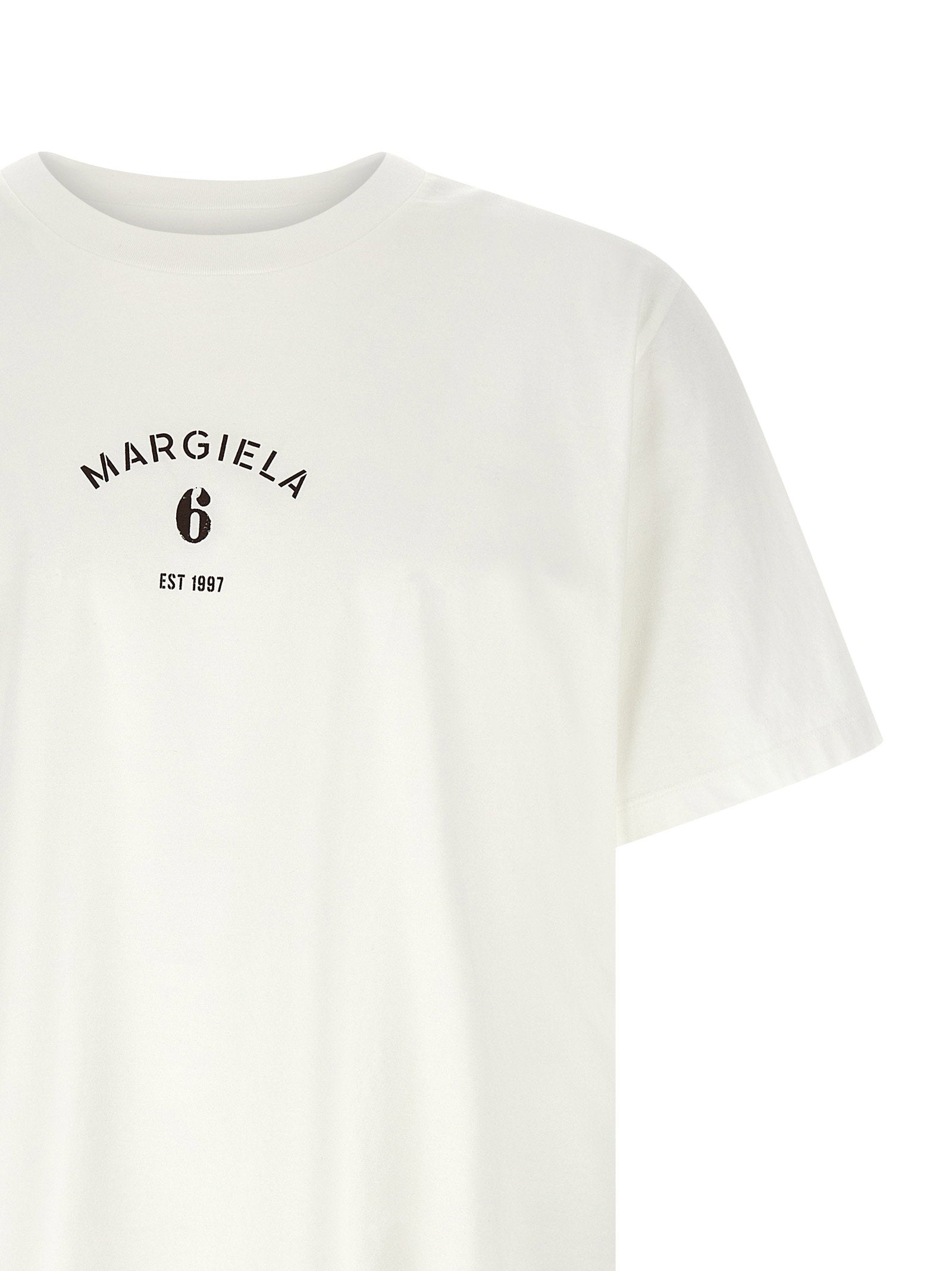 MM6 Maison Margiela geprint T-shirt wit, detail voorprint