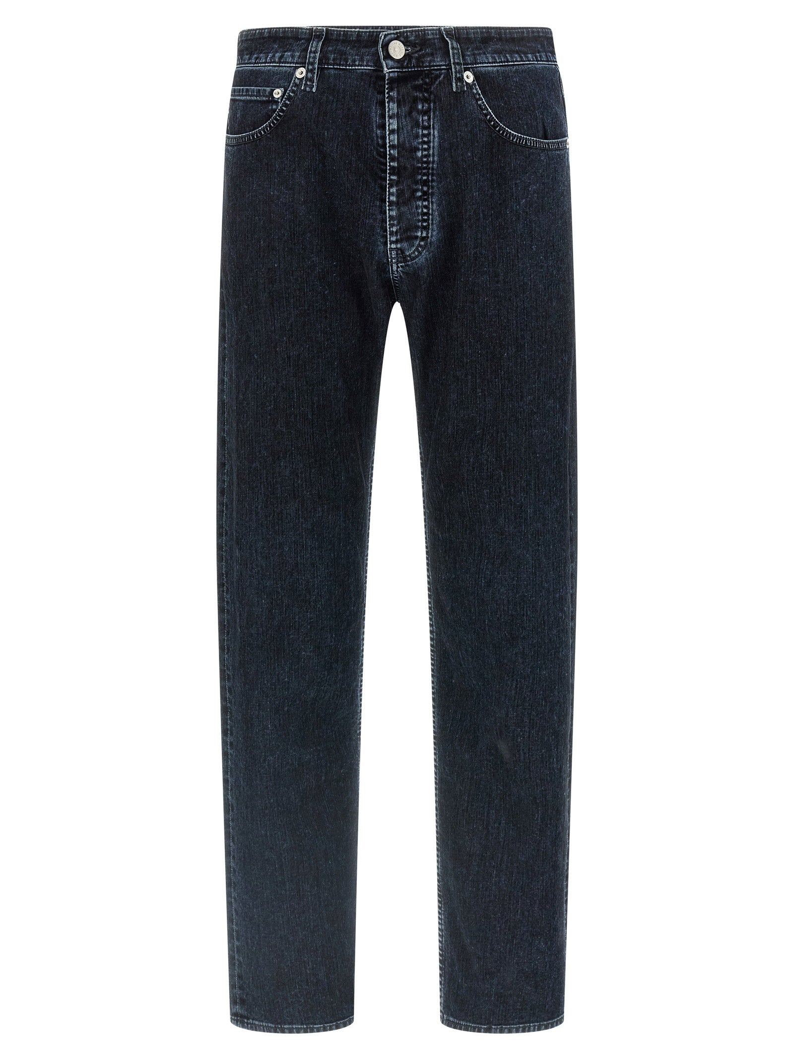 MM6 Maison Margiela used-wash jeans zwart vooraanzicht