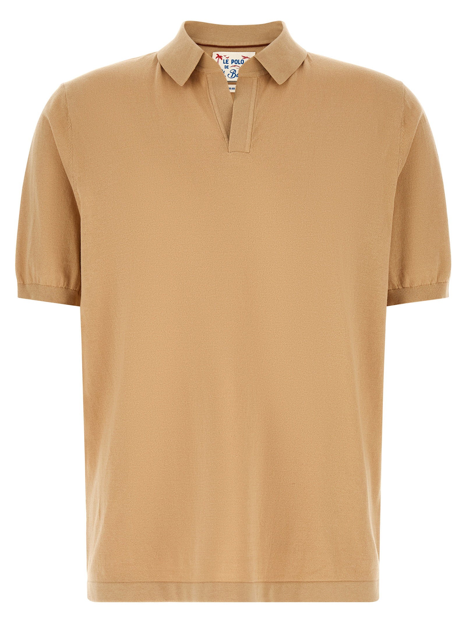 MC2 Saint Barth Sloan gebreide katoenen polo beige voorzijde
