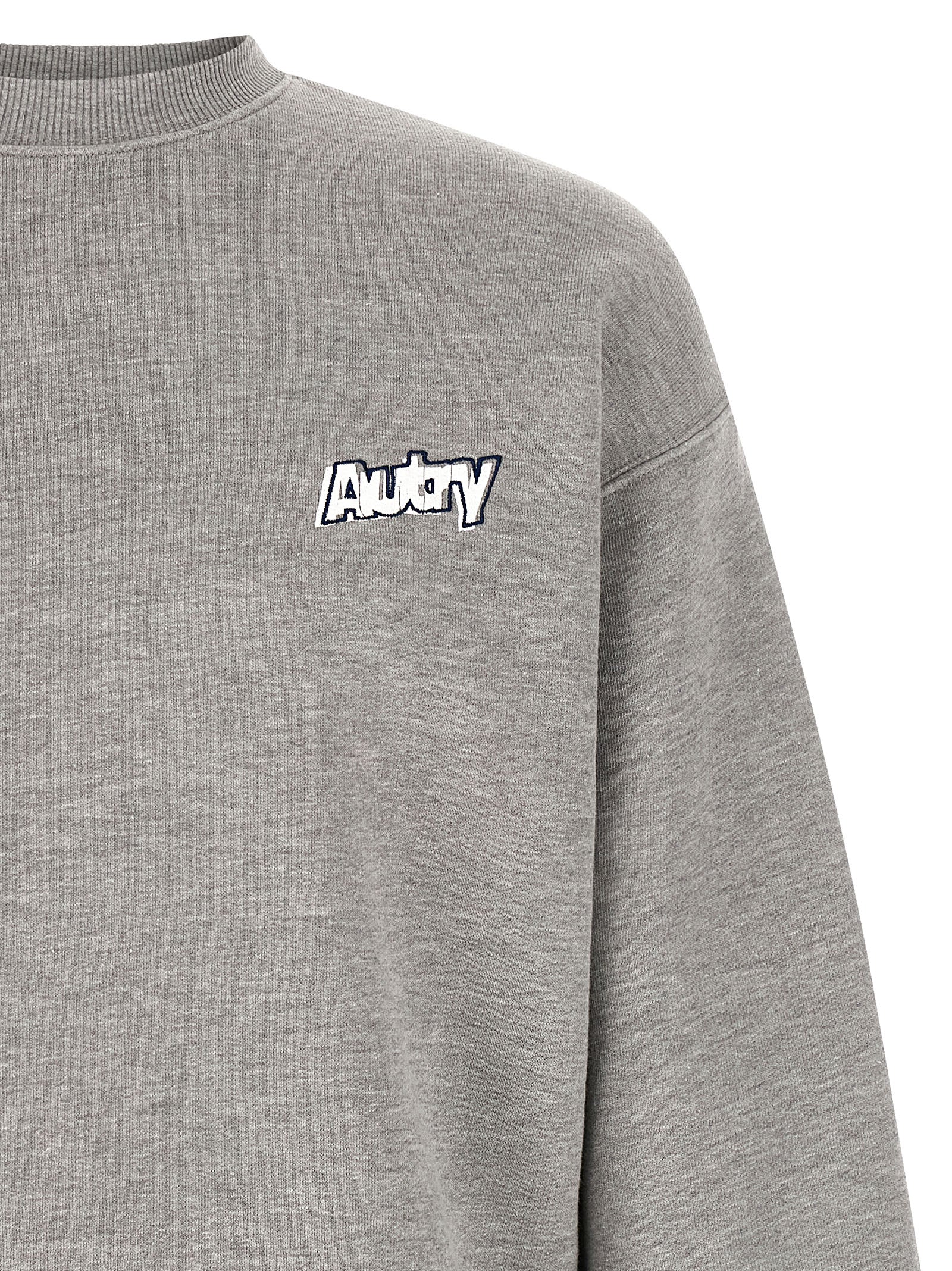 Autry Cotton Blend Crewneck Sweatshirt met Logo Grijs Melange-thumbmail-3