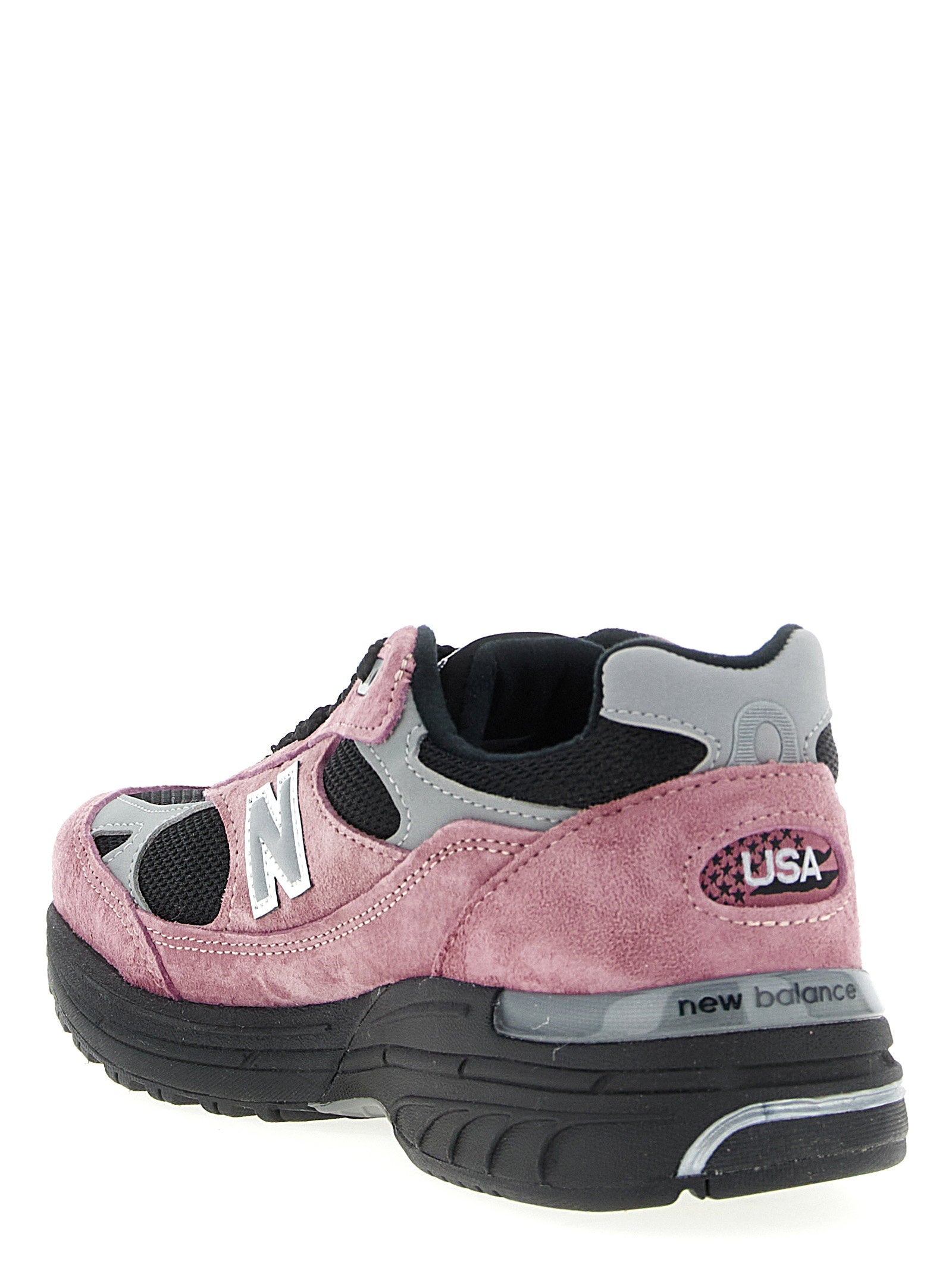 New Balance 993 Made in USA sneaker in roze, bovenaanzicht met veters
