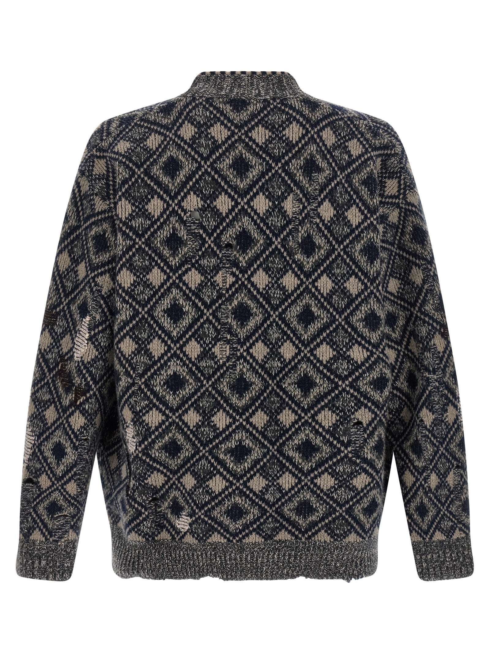 Wales Bonner Sibling Cardigan Grey / Black / Navy / Ivory Knitwear Wales Bonner