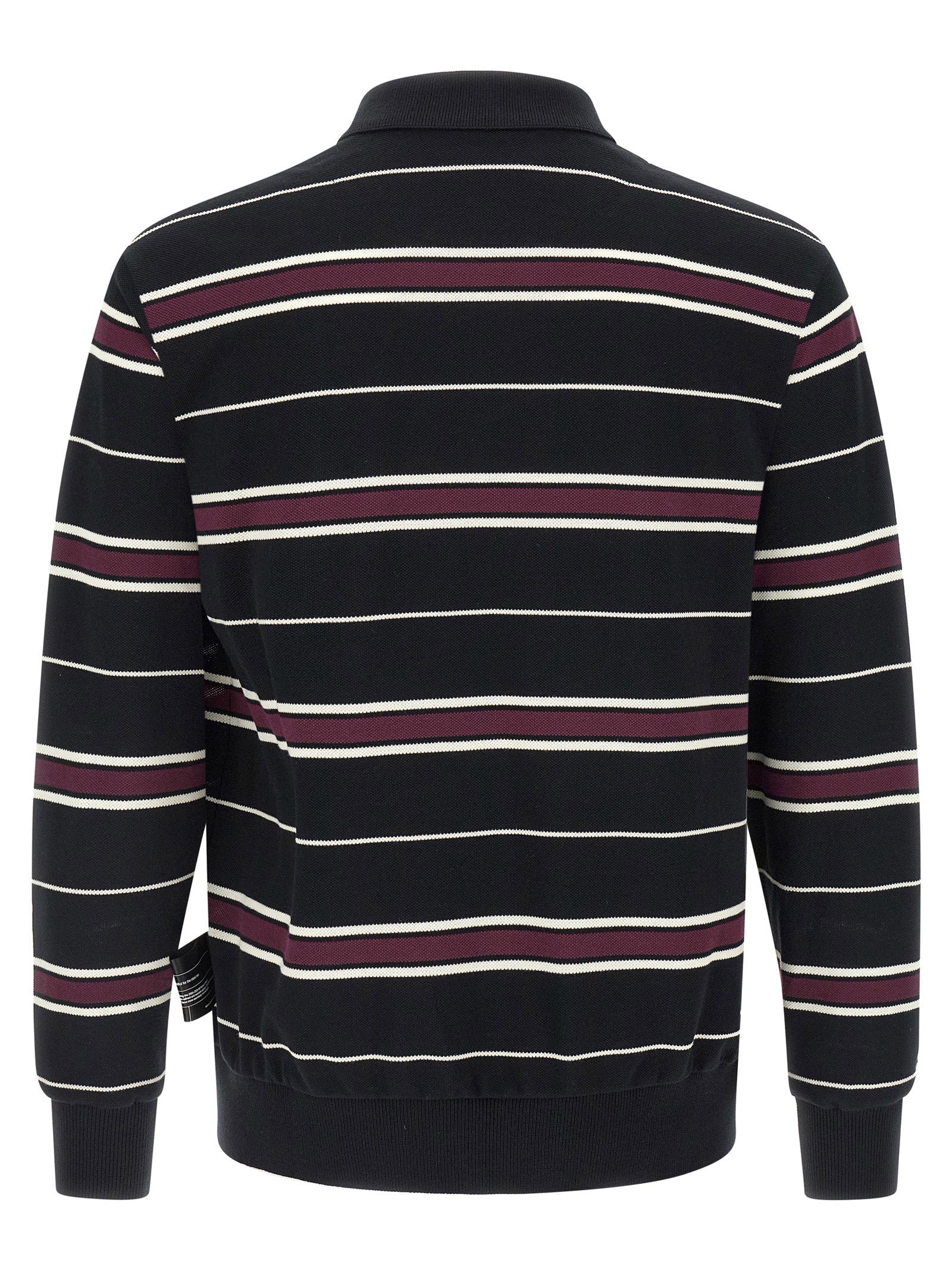 Undercover Gestreepte Lange Mouw Pique Polo Zwart-thumbmail-2
