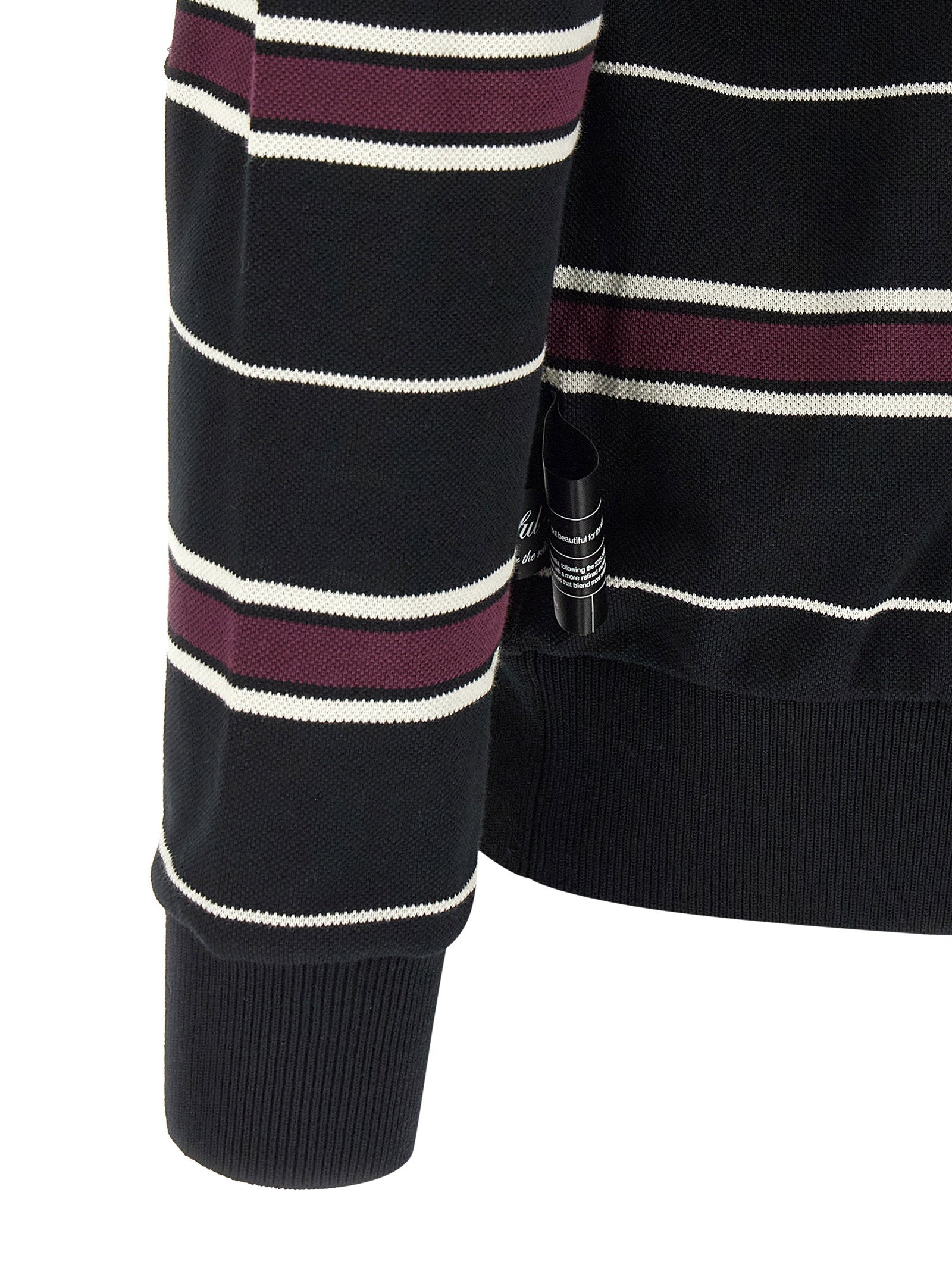 Undercover Gestreepte Lange Mouw Pique Polo Zwart-thumbmail-4