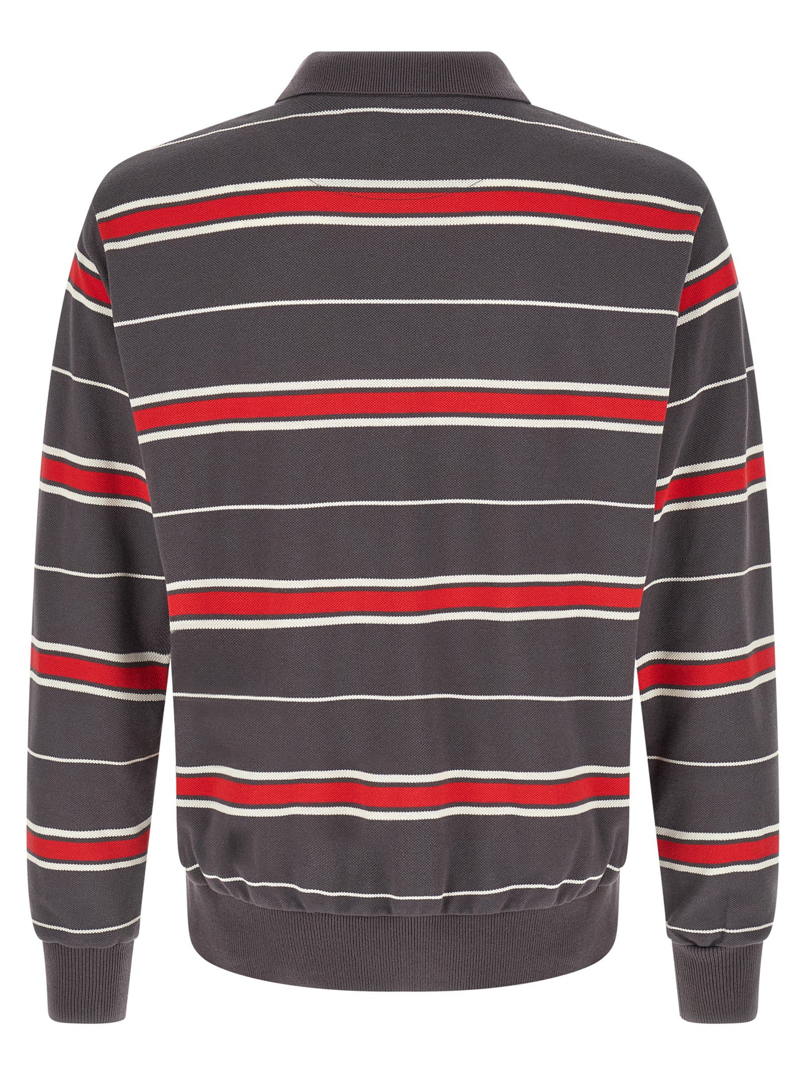 Undercover UC1F4804-2 Long Sleeve Polo Shirt Grijs Gestreept Shirts Undercover