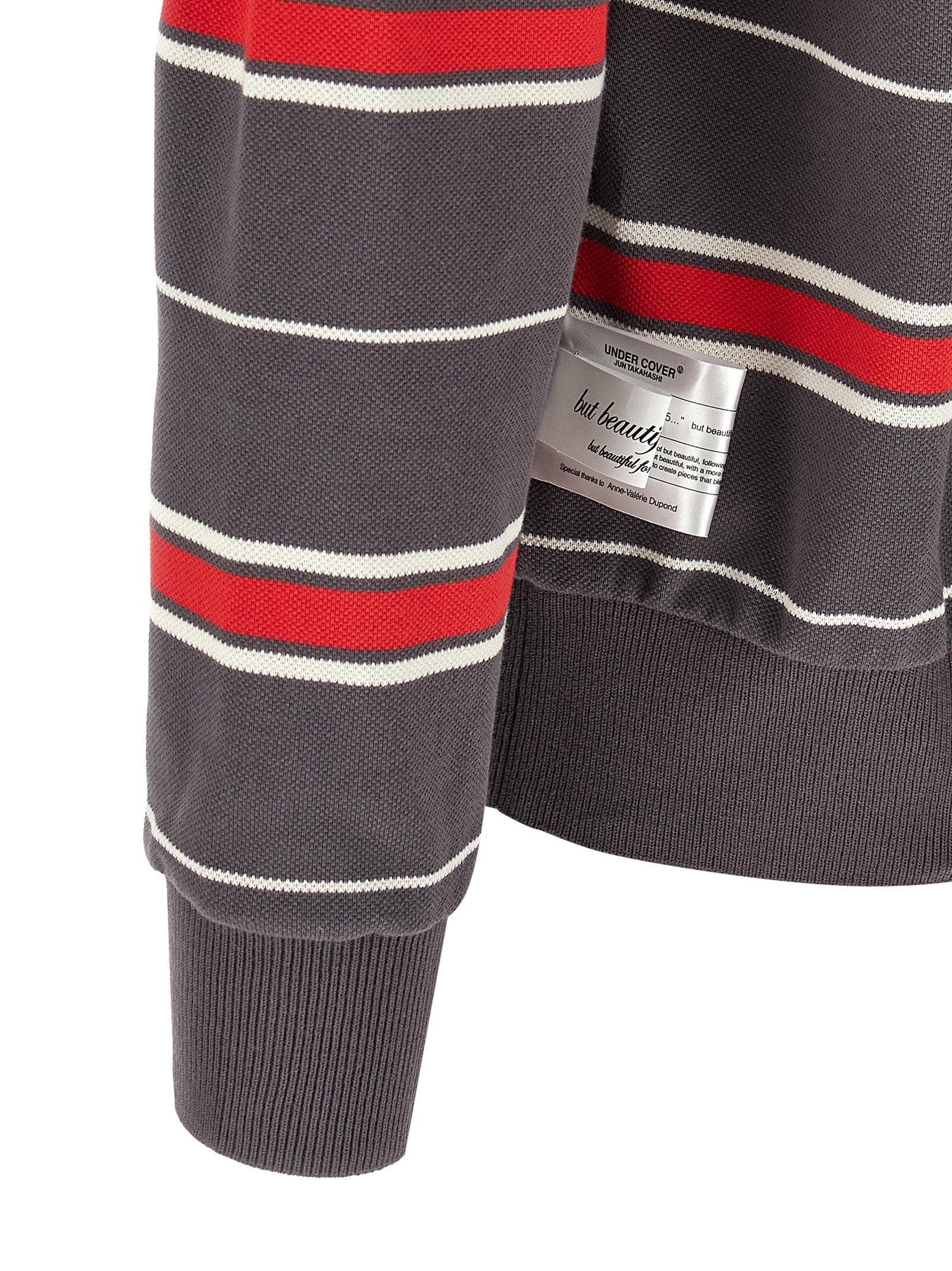 Undercover UC1F4804-2 Long Sleeve Polo Shirt Grijs Gestreept Shirts Undercover