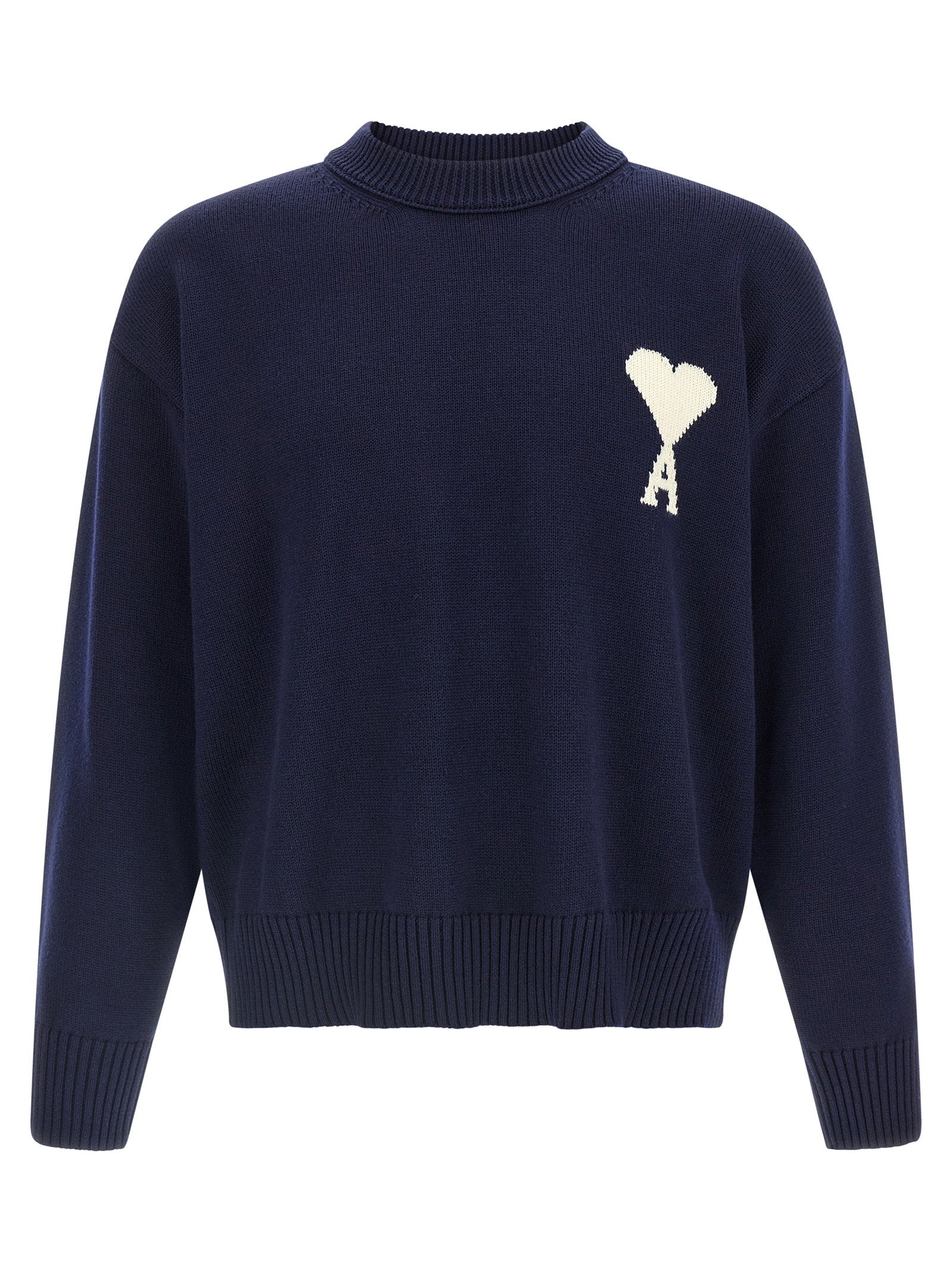 Ami Paris Ami de Coeur Ronde Hals Trui Inktblauw Topwear Ami Paris