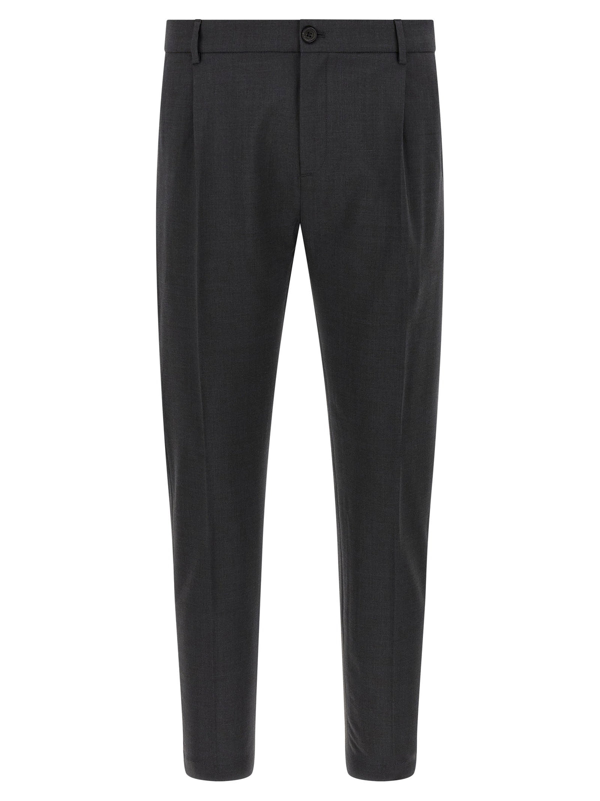 Department 5 Prince broek in antracietgrijs met plooi en ingeperste vouw, vooraanzicht