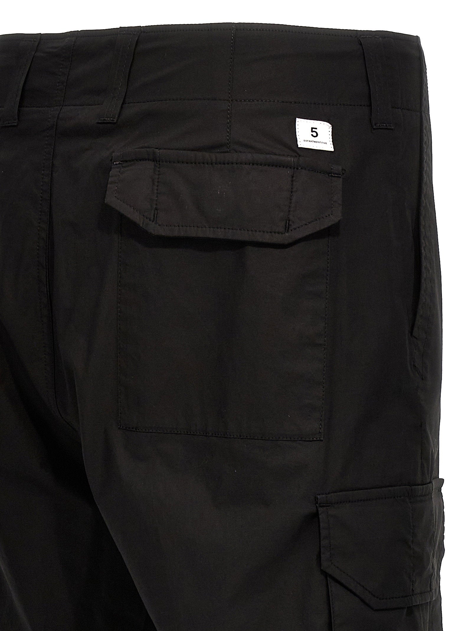 Department 5 Fleet Katoenen Cargo Broek met Elastaan Zwart Trousers Department 5