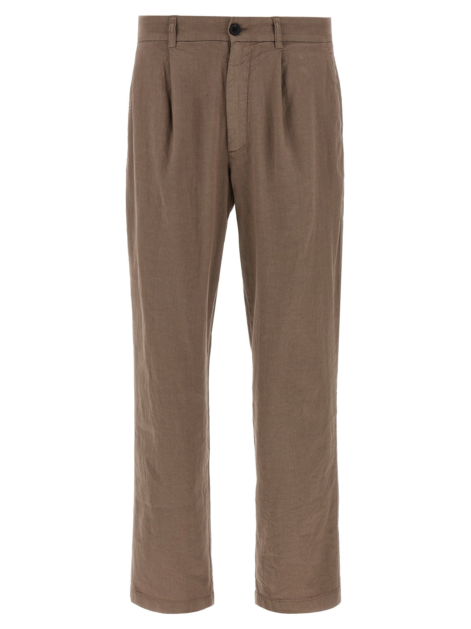Department 5 Gin Geplooide Linnen-Katoenen Pantalon Bruin Trousers Department 5