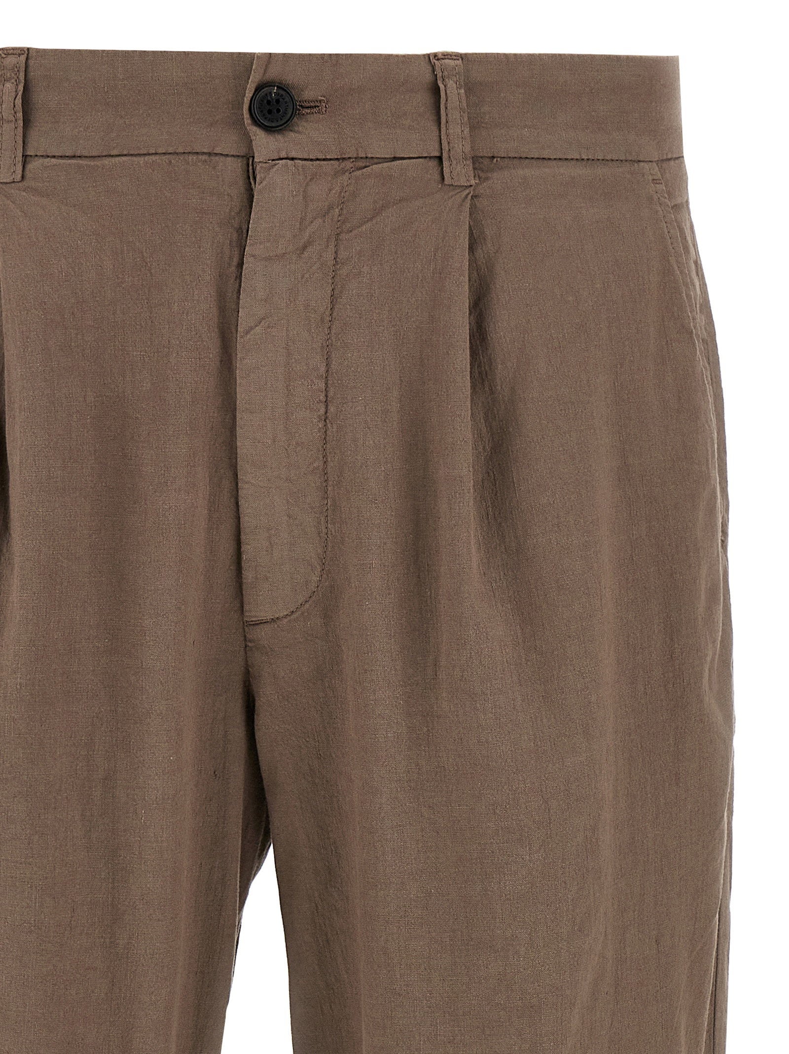 Department 5 Gin Geplooide Linnen-Katoenen Pantalon Bruin Trousers Department 5