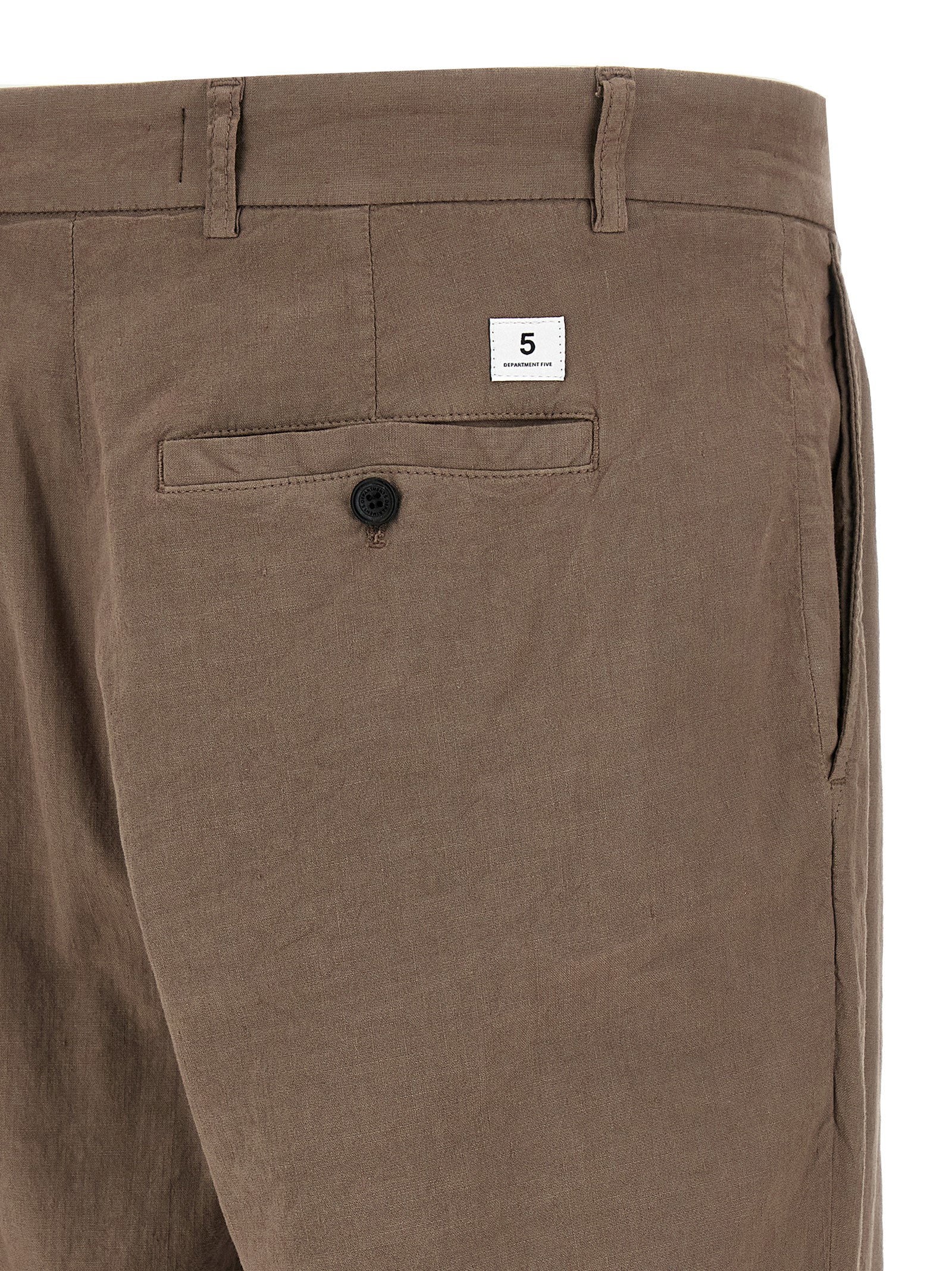 Department 5 Gin Geplooide Linnen-Katoenen Pantalon Bruin Trousers Department 5